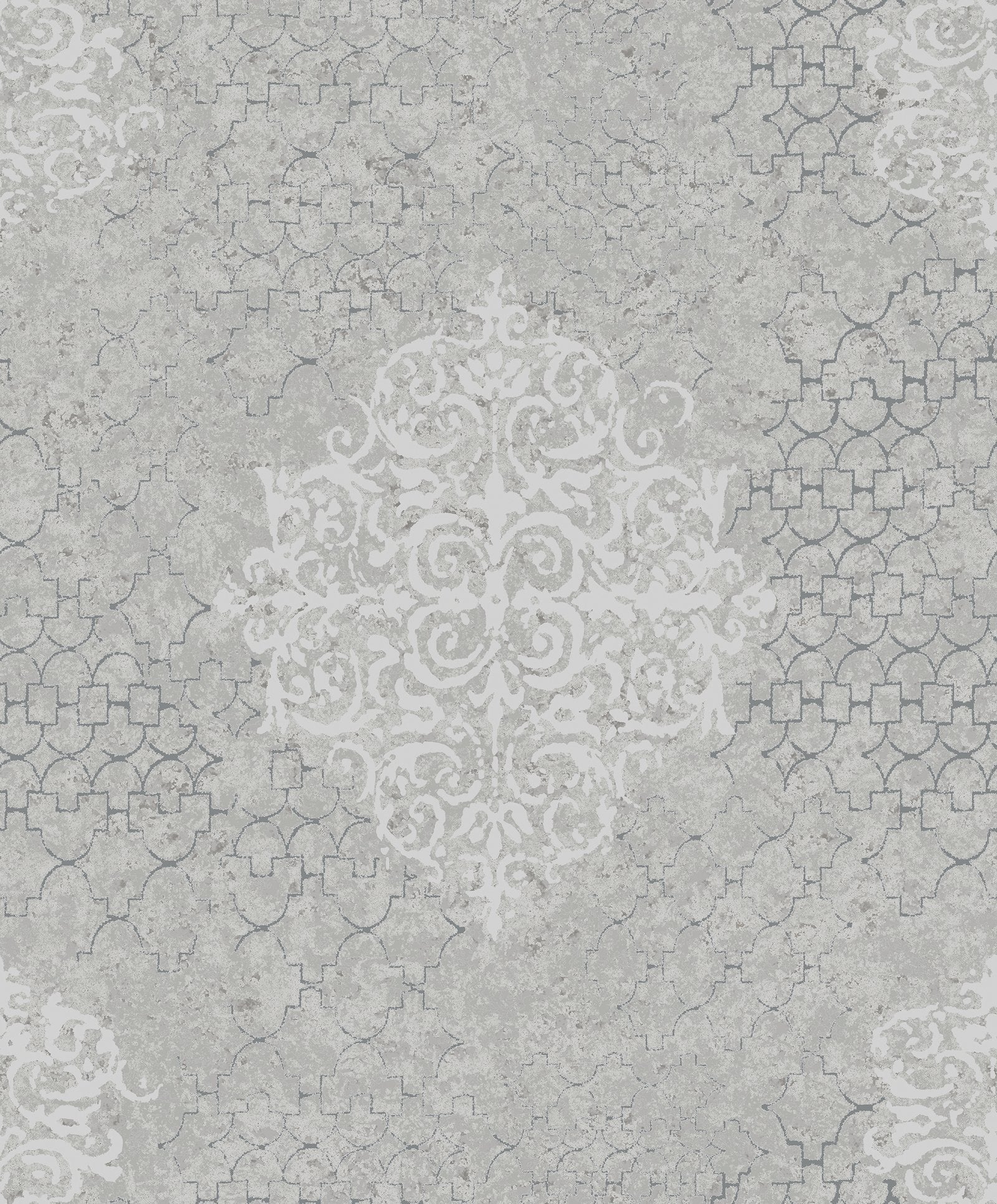 Damask wallpaper in silver grey color - pattern number CM2483 - by Galerie in the Lustre collection
