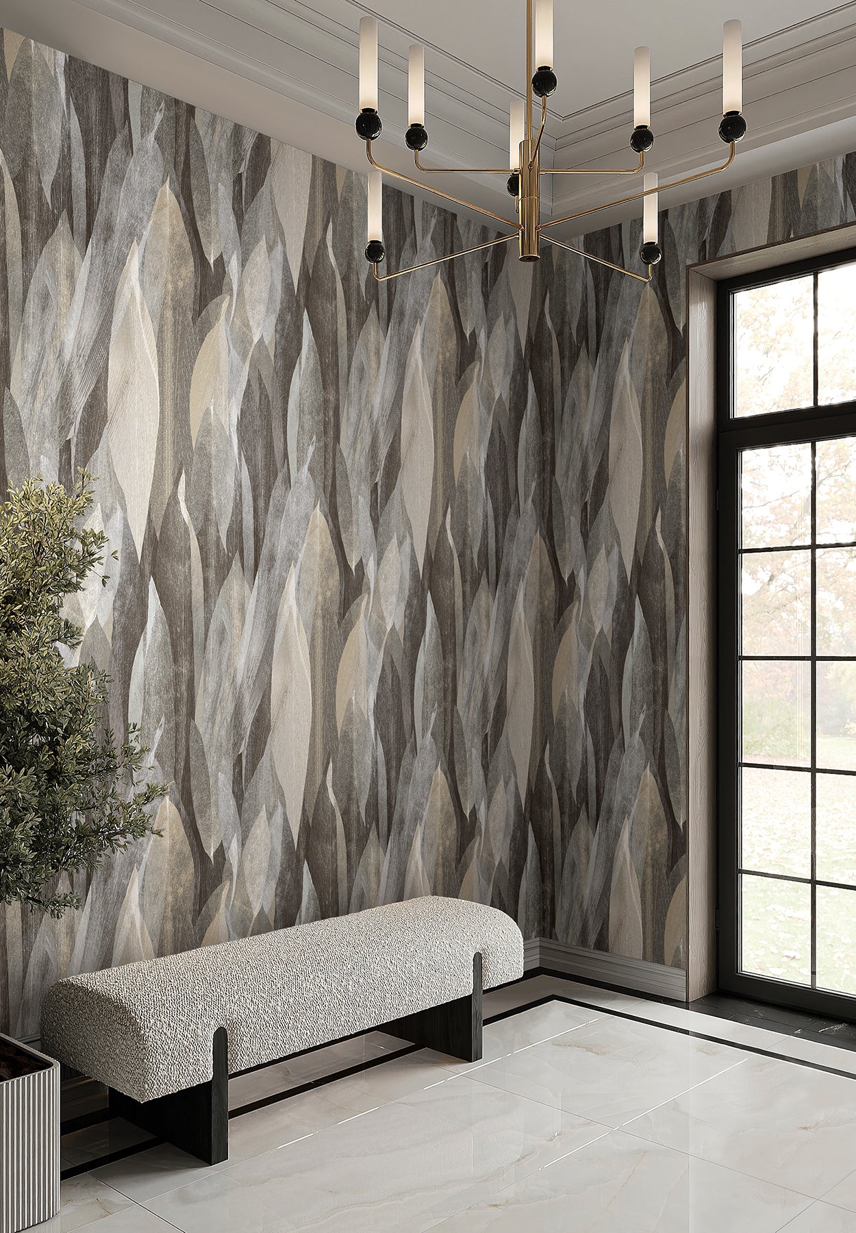 Shimmering Canopy Wallpaper in Charcoal color - pattern number COD0603 - by Candice Olson in the Luminous collection