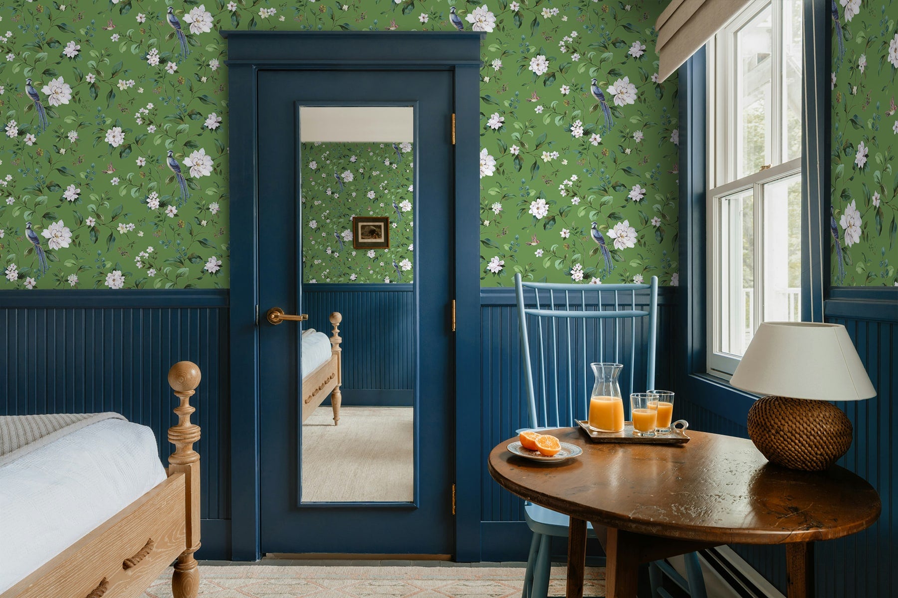 Chinoiserie Bird Vine Peel and Stick wallpaper in green color - pattern number DB20804 - by NextWall in the Peel and Stick Wallpaper by Daisy Bennett 2 collection