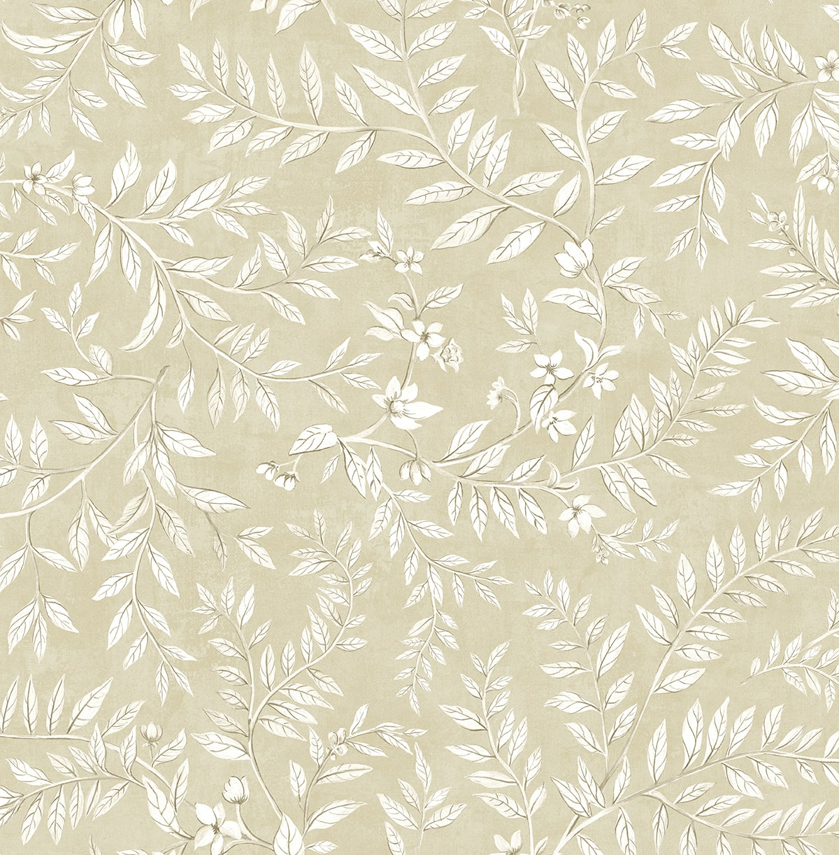 Vining Leaf Trail Peel and Stick Wallpaper in milled oat color - pattern number DB20905 - by NextWall in the Peel and Stick Wallpaper by Daisy Bennett 3 collection