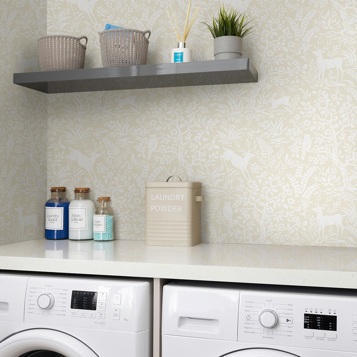Scandi Forest Peel and Stick Wallpaper in neutral color - pattern number DB21005 - by NextWall in the Peel and Stick Wallpaper by Daisy Bennett 3 collection