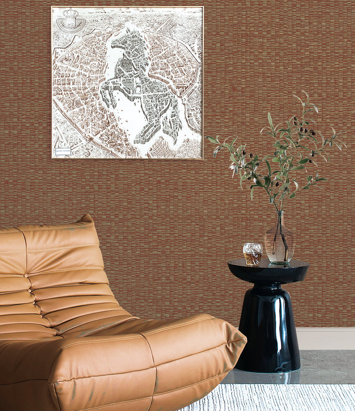 Staggered Stripe Wallpaper in Orange color - pattern number DC30031 - by Galerie in the Designer Colors collection