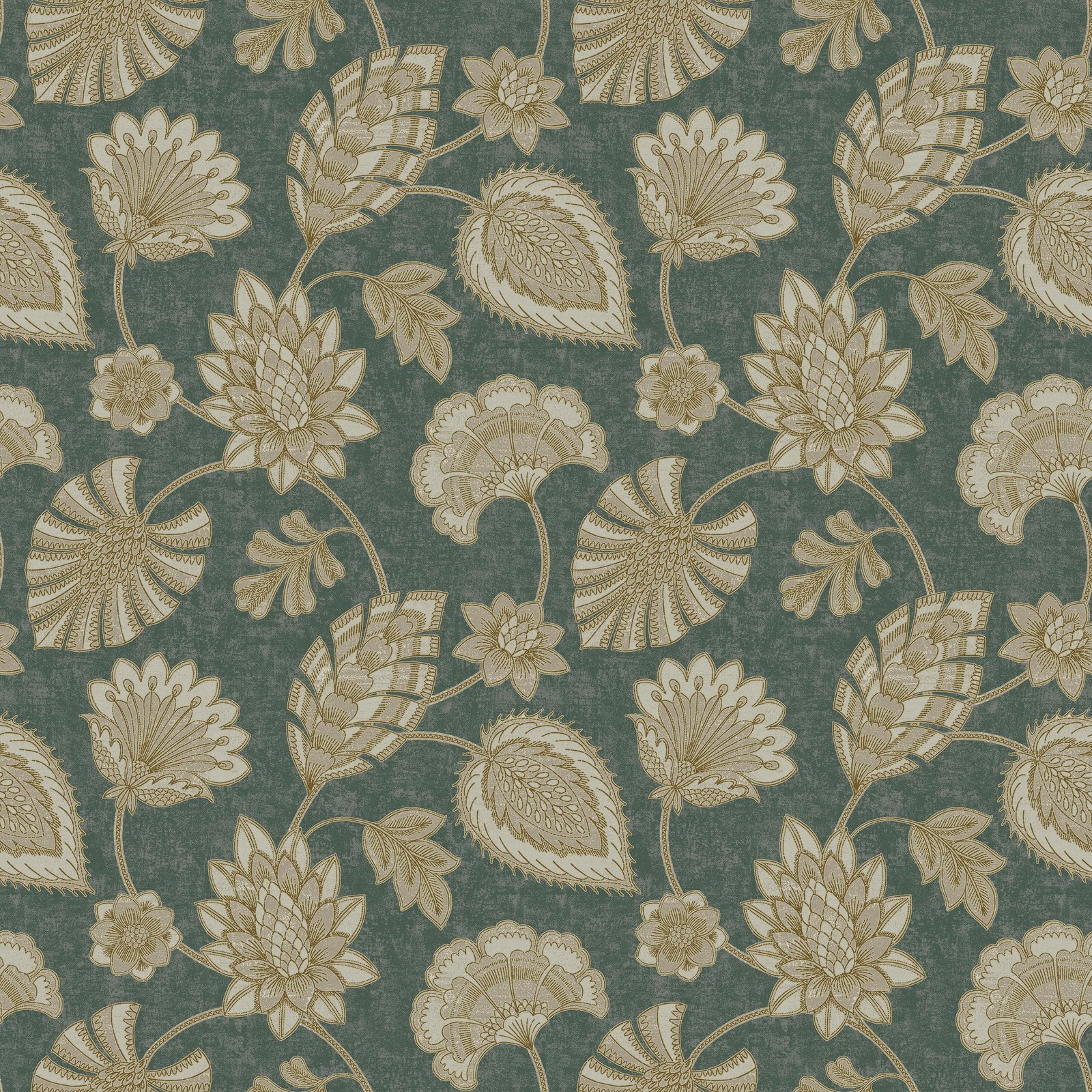 Flower Fan wallpaper in green color - pattern number DWP0351-01 - by Galerie in the Elegance collection