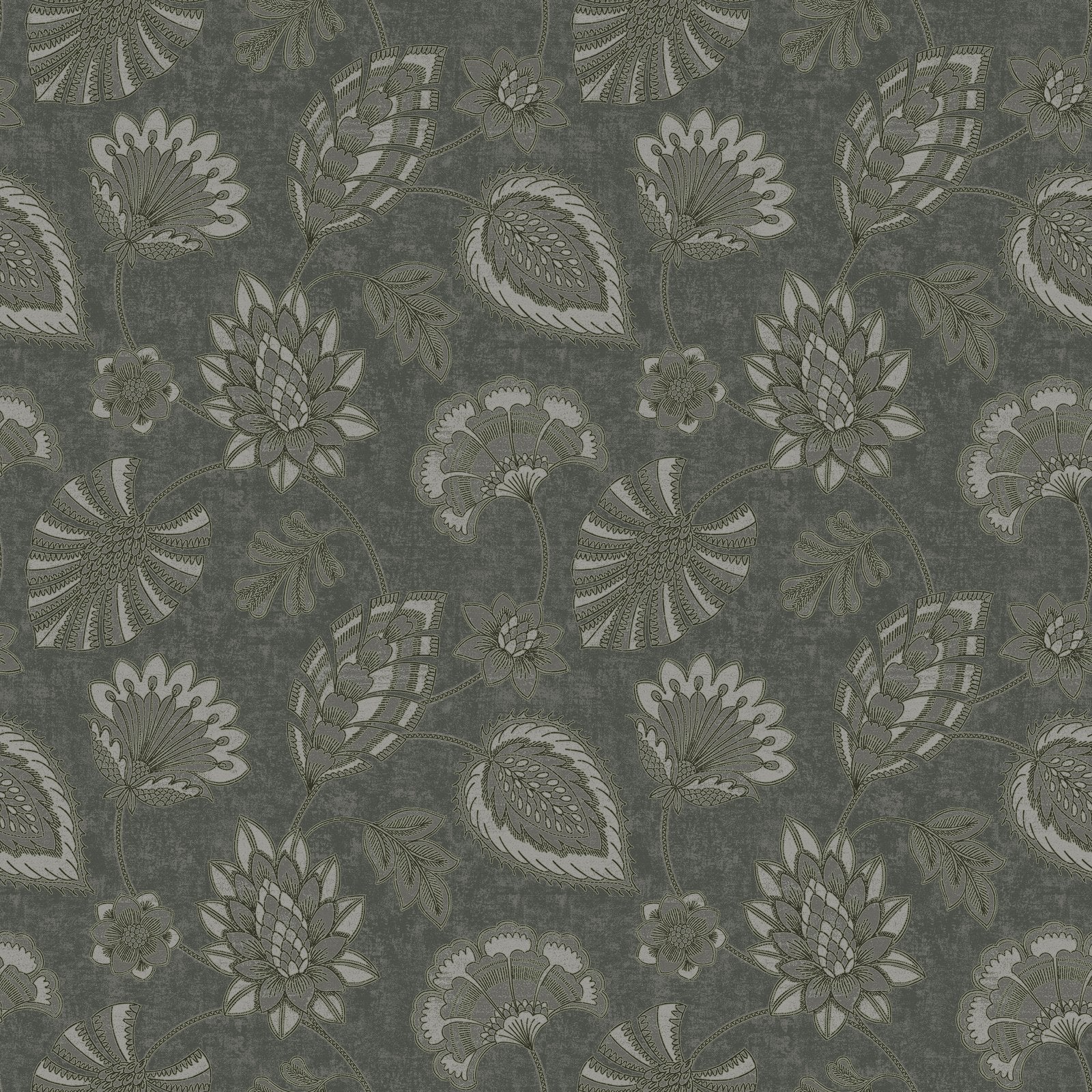 Flower Fan wallpaper in silver grey color - pattern number DWP0351-02 - by Galerie in the Elegance collection
