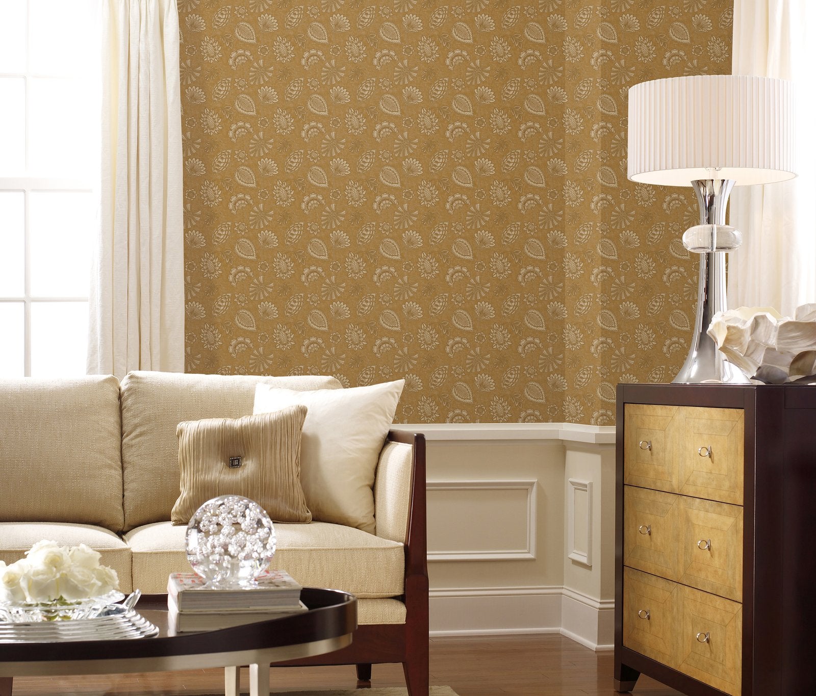 Flower Fan wallpaper in bronze brown color - pattern number DWP0351-07 - by Galerie in the Elegance collection