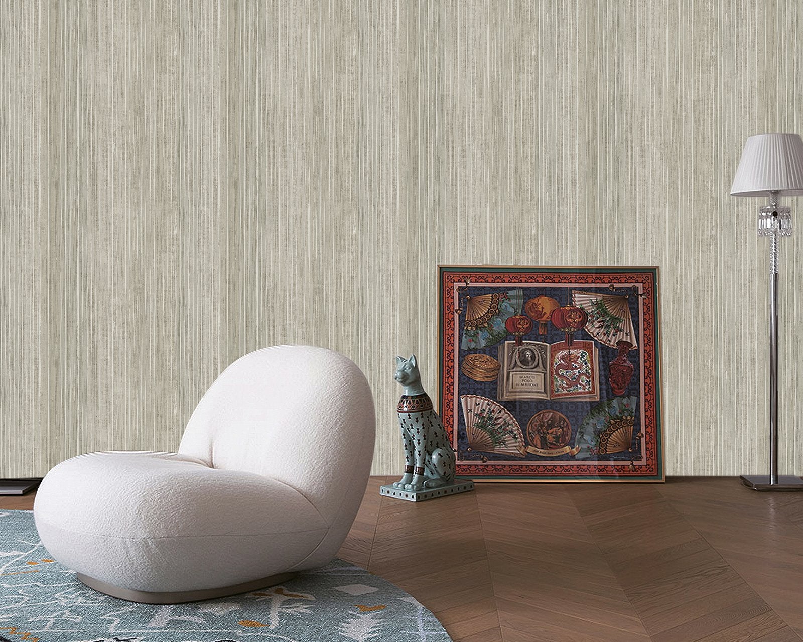 Vertical Stripe wallpaper in beige color - pattern number DWP0352-04 - by Galerie in the Elegance collection