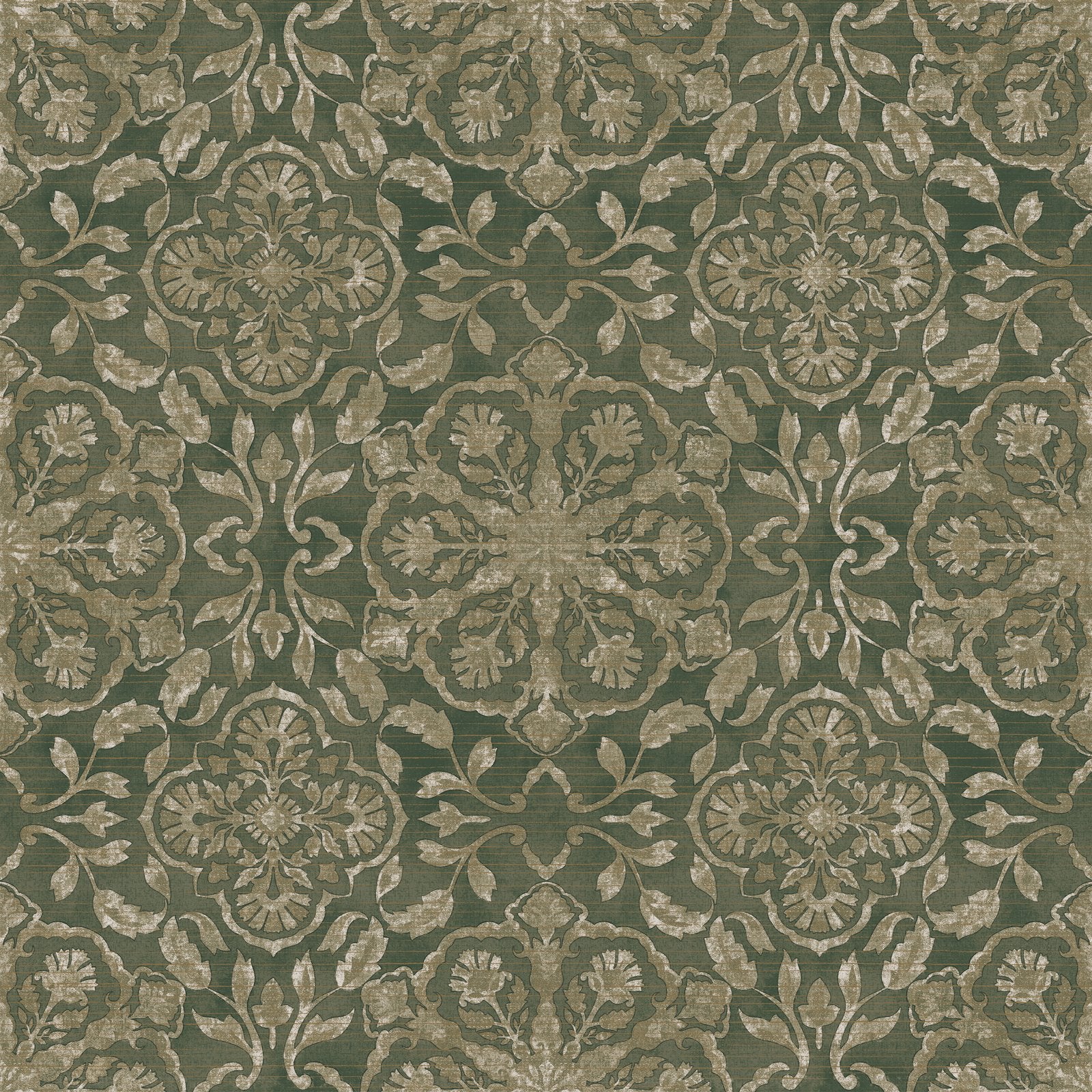 Floral Stripe wallpaper in green color - pattern number DWP0353-01 - by Galerie in the Elegance collection
