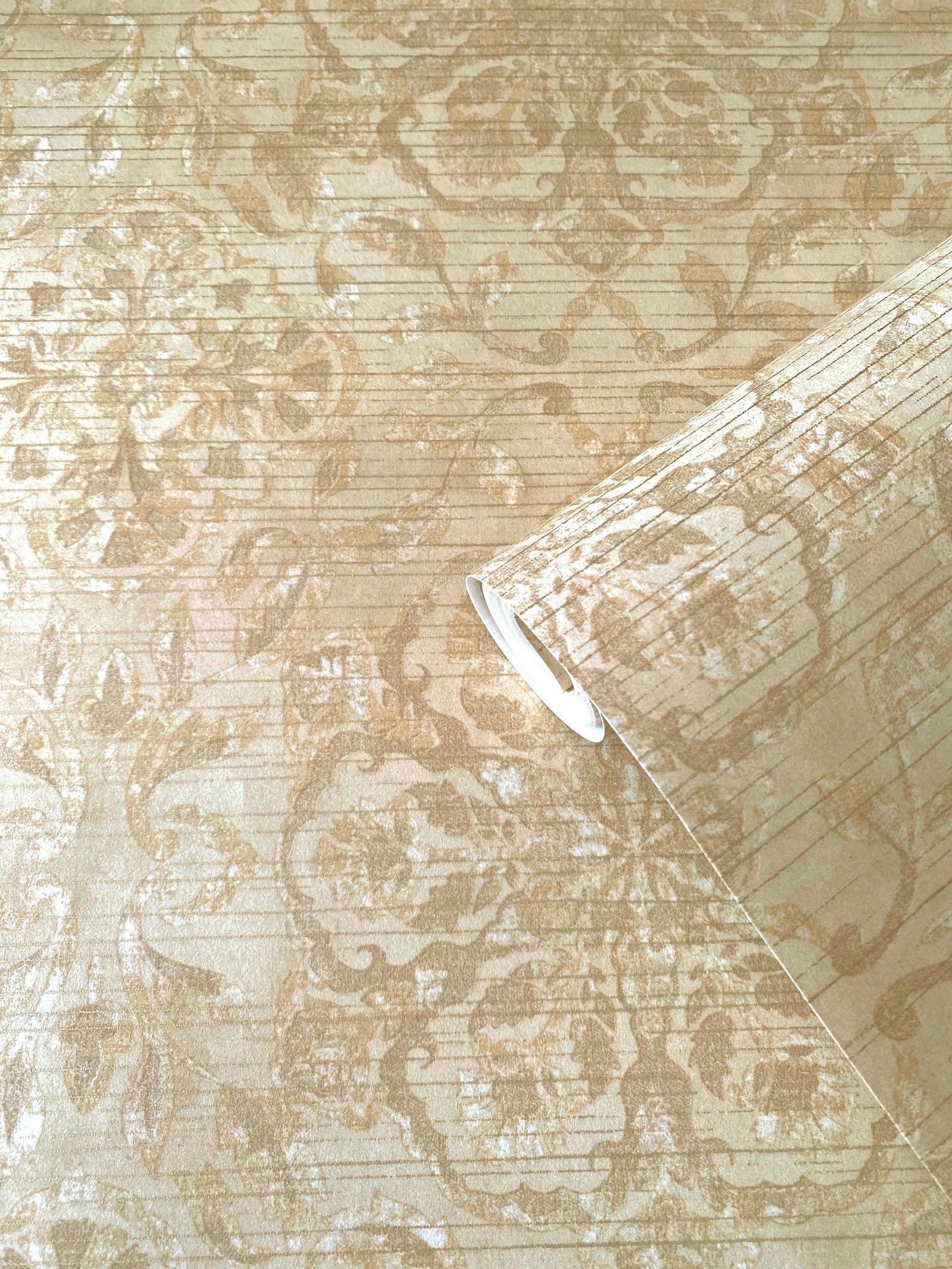 Floral Stripe wallpaper in beige color - pattern number DWP0353-03 - by Galerie in the Elegance collection