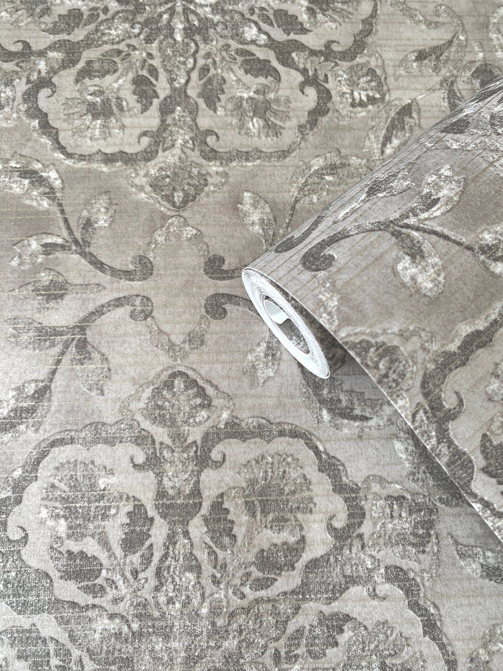 Floral Stripe wallpaper in green color - pattern number DWP0353-04 - by Galerie in the Elegance collection