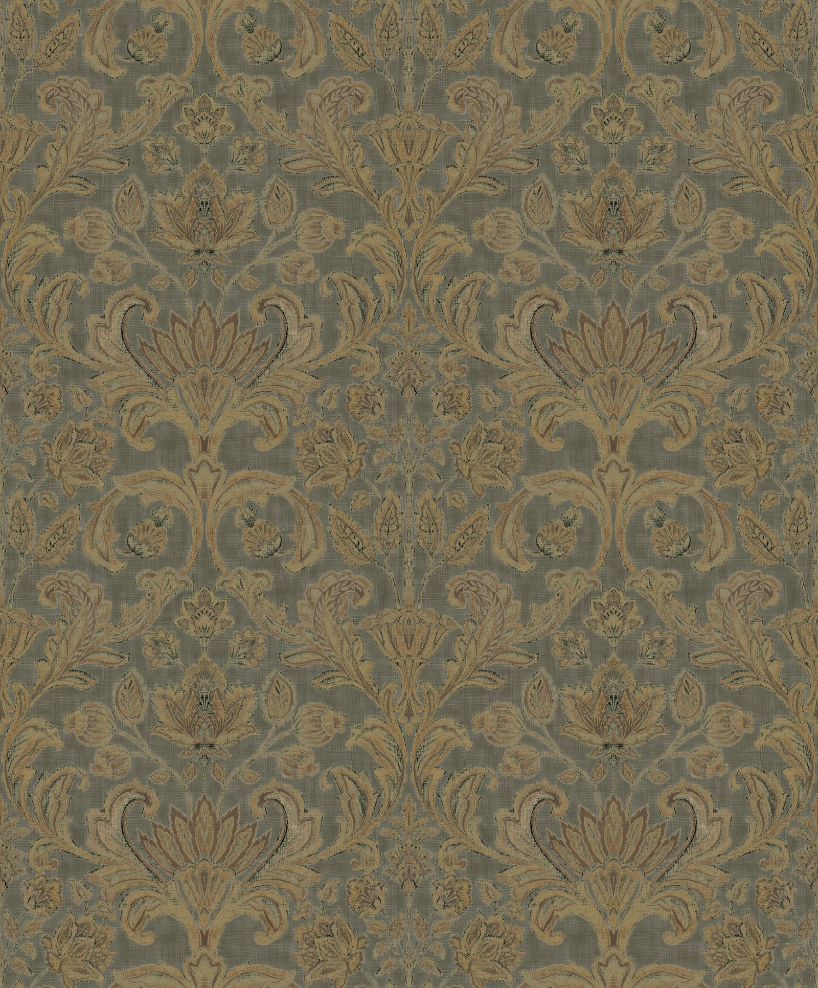 Damask wallpaper in green color - pattern number DWP0354-01 - by Galerie in the Elegance collection