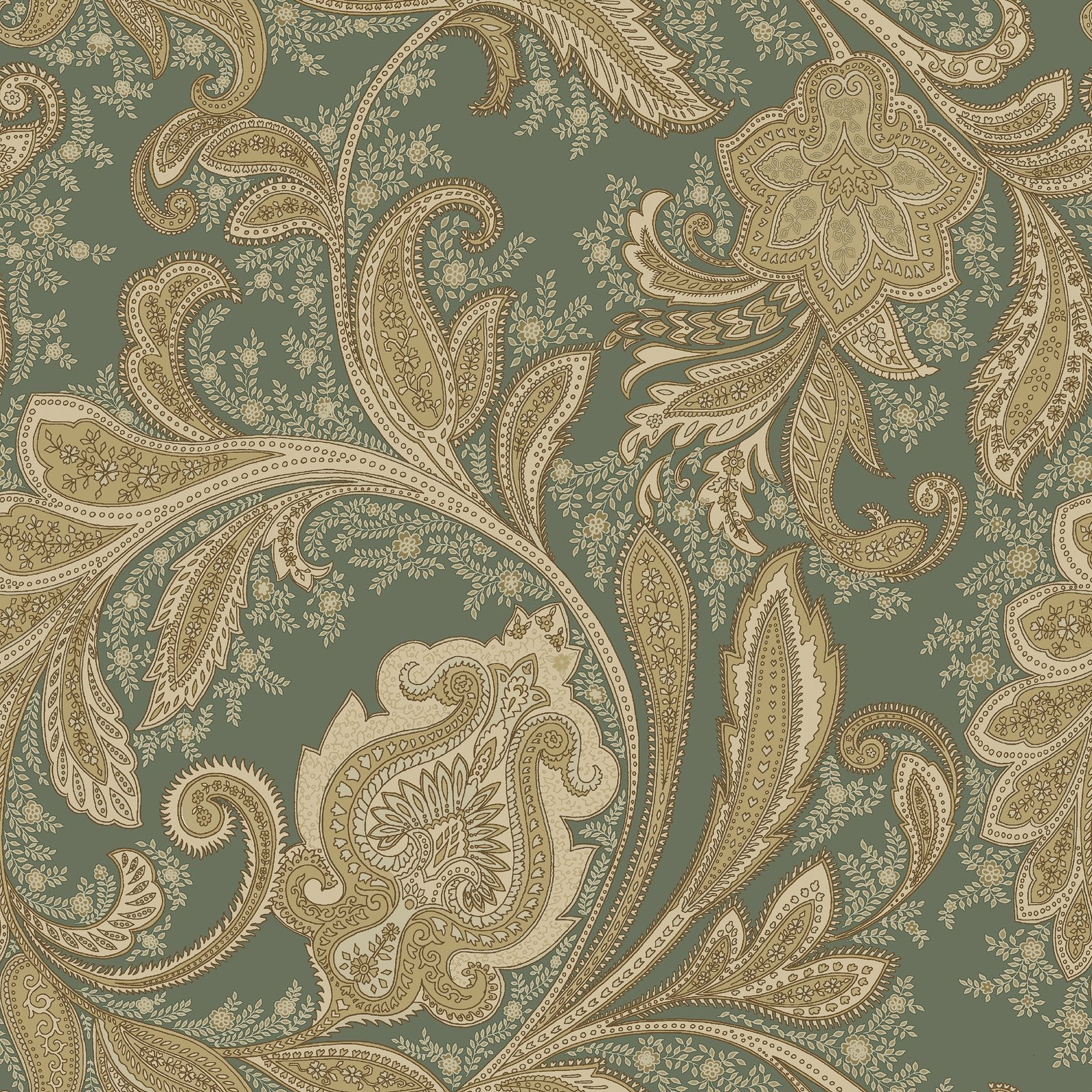 Paisley wallpaper in green color - pattern number DWP0355-01 - by Galerie in the Elegance collection