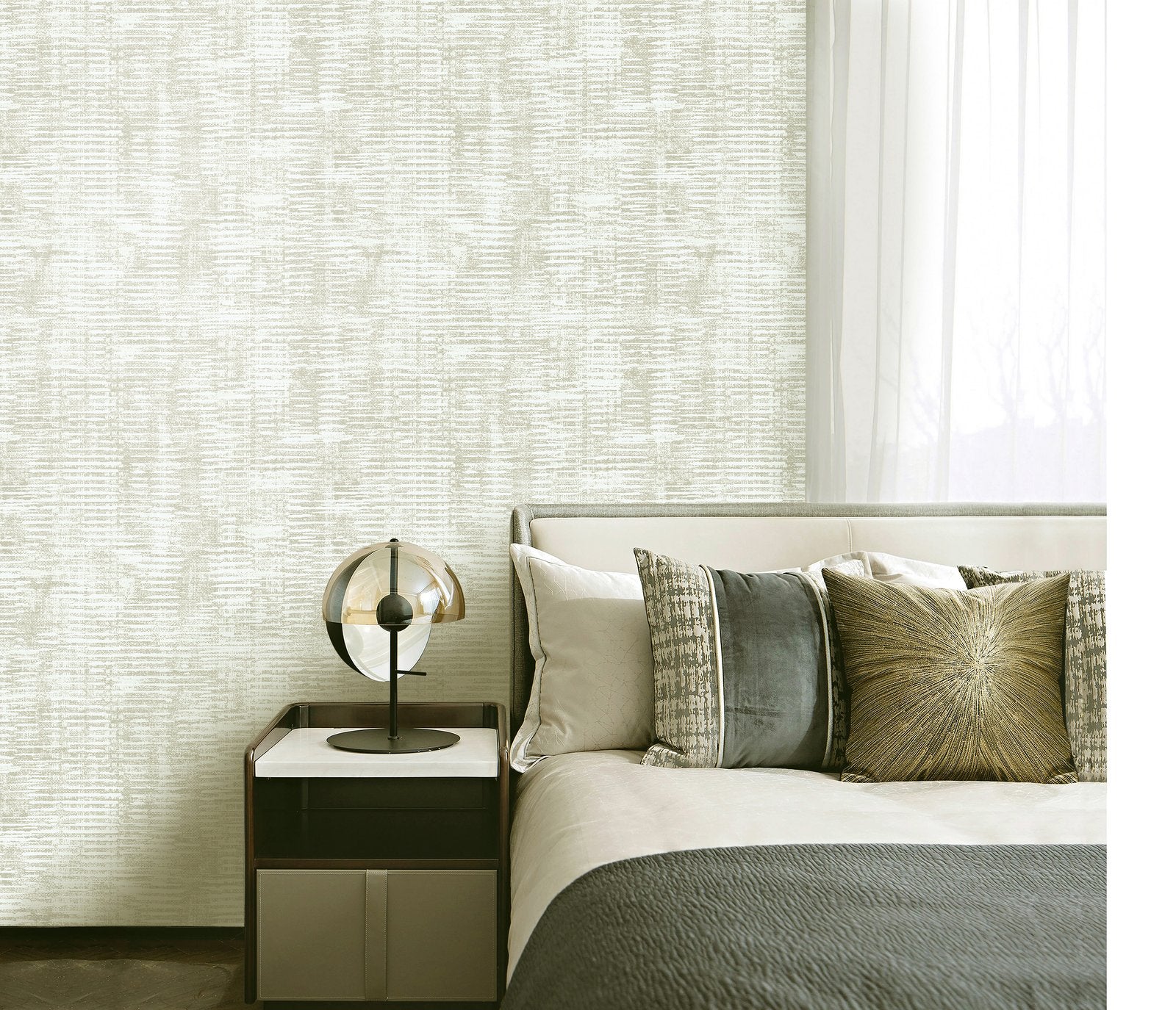 Stripy Shimmer wallpaper in silver grey color - pattern number DWP0357-04 - by Galerie in the Elegance collection