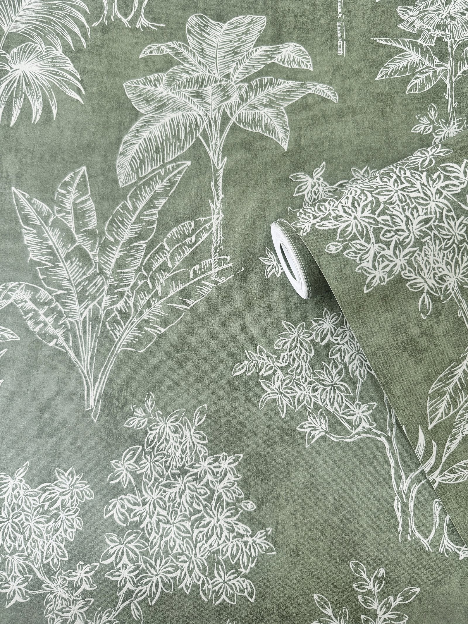 Floating Foliage wallpaper in green color - pattern number DWP0361-01 - by Galerie in the Zen collection