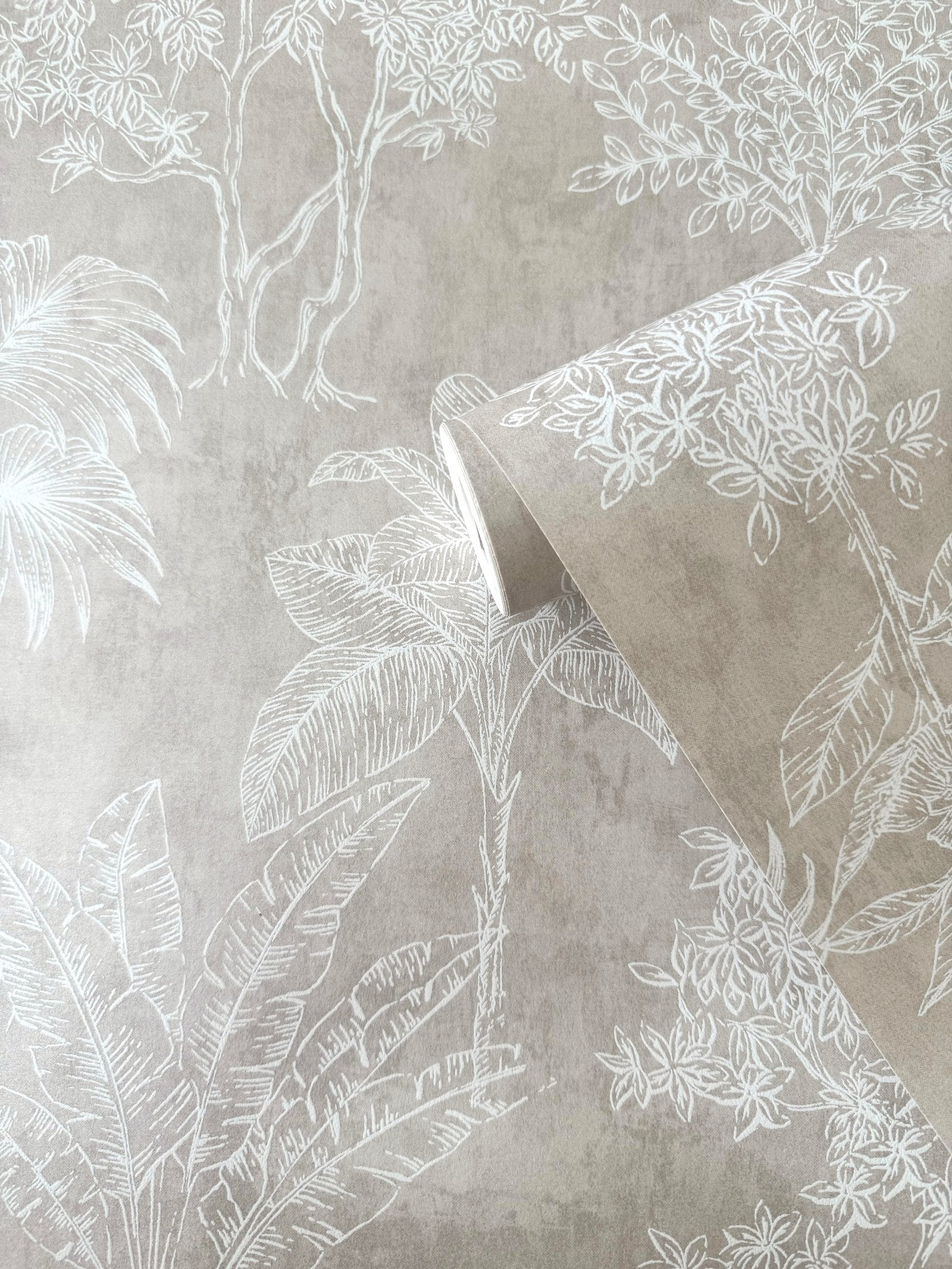Floating Foliage wallpaper in silver grey color - pattern number DWP0361-06 - by Galerie in the Zen collection