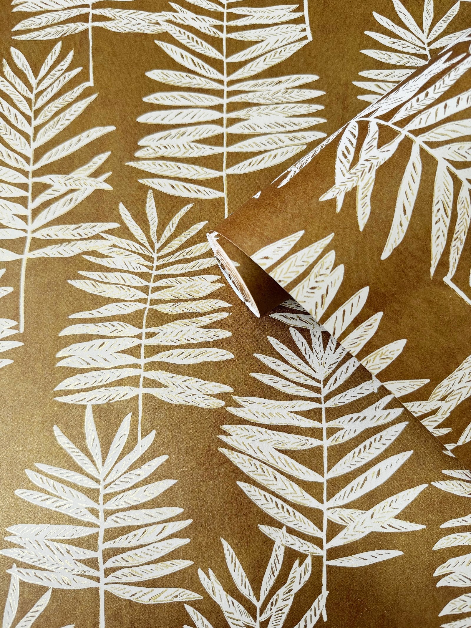 Tumbling Leaf wallpaper in gold color - pattern number DWP0365-04 - by Galerie in the Zen collection