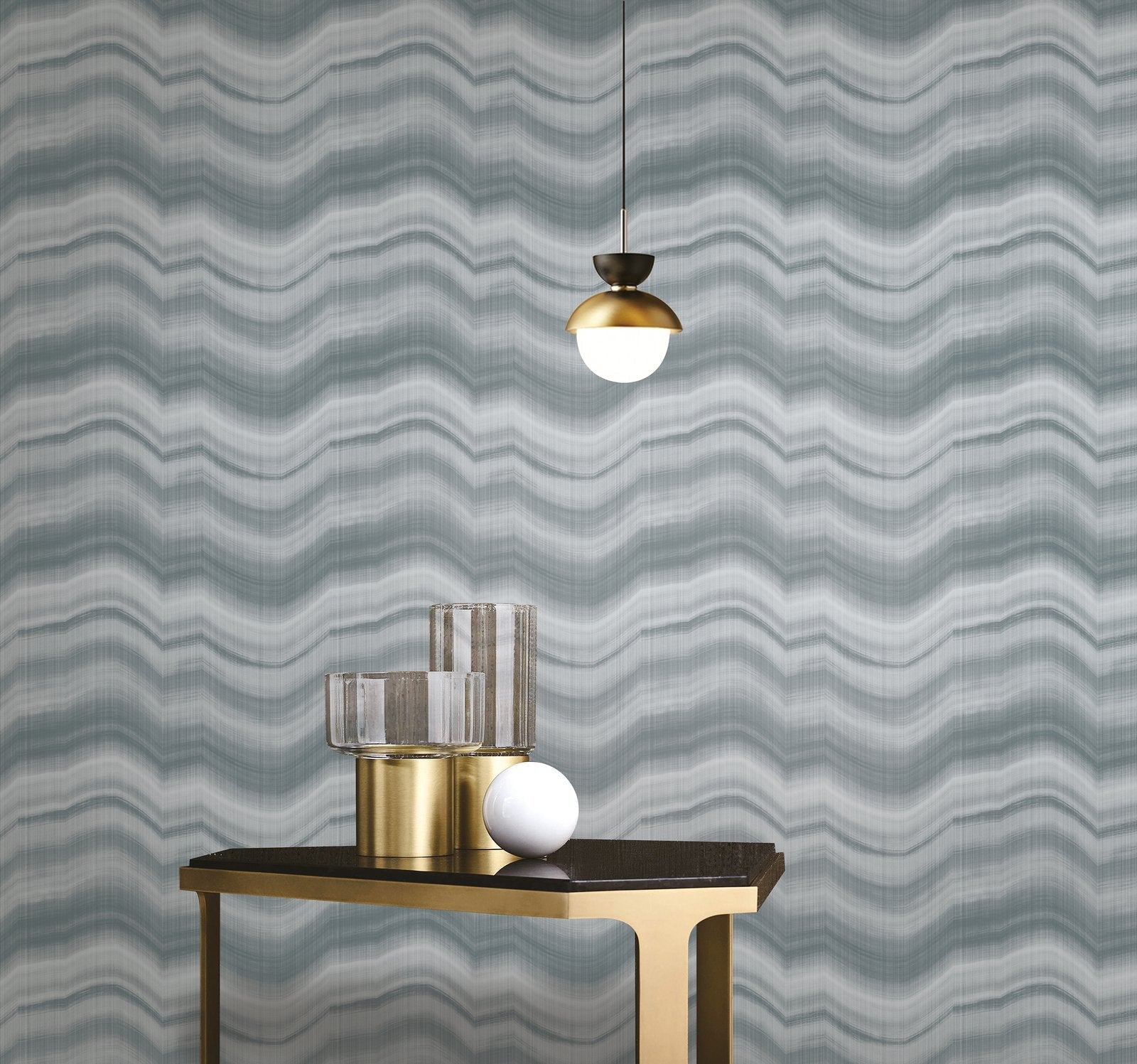 Cloudy Stripe wallpaper in silver grey color - pattern number DWP0367-04 - by Galerie in the Zen collection