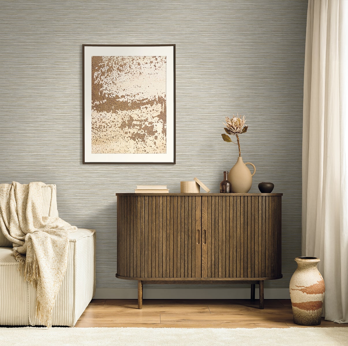 Savanna Wallpaper in fog color - pattern number EN40008 - by Seabrook in the Natural Grass Textures collection