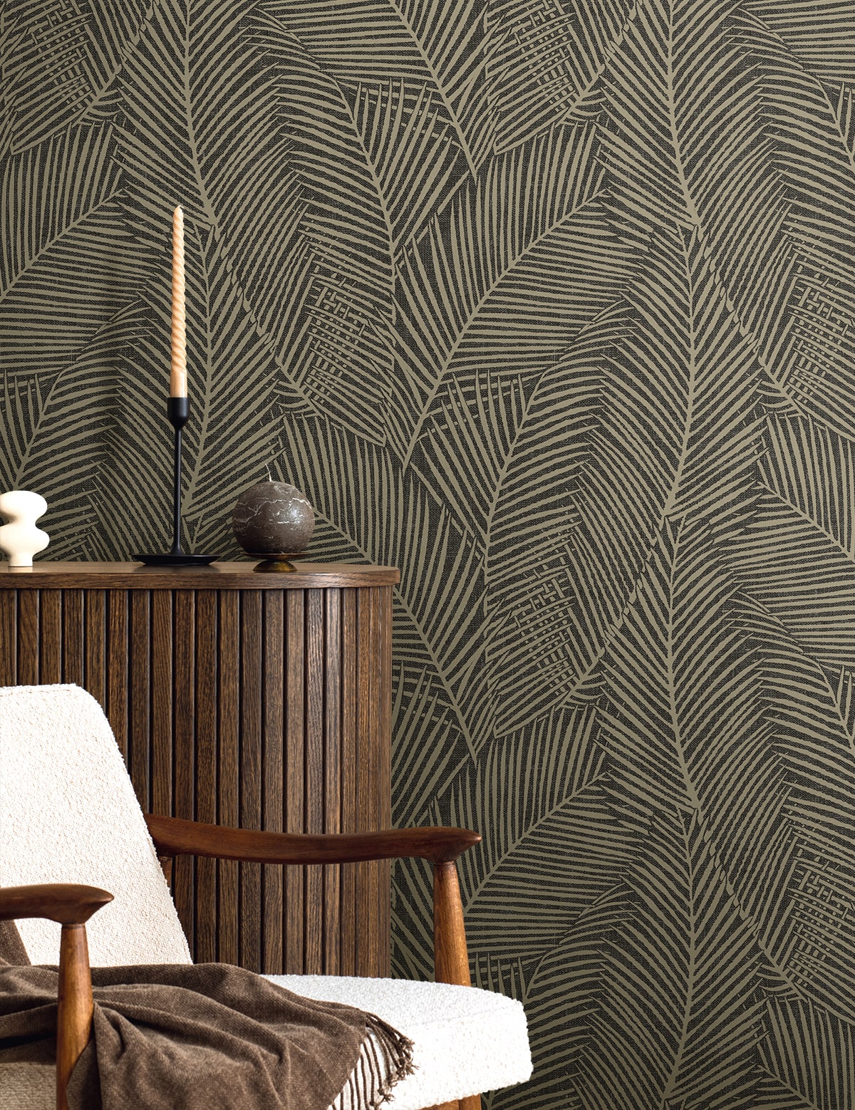 Pampas Palm Wallpaper in volcanic color - pattern number EN41010 - by Seabrook in the Natural Grass Textures collection