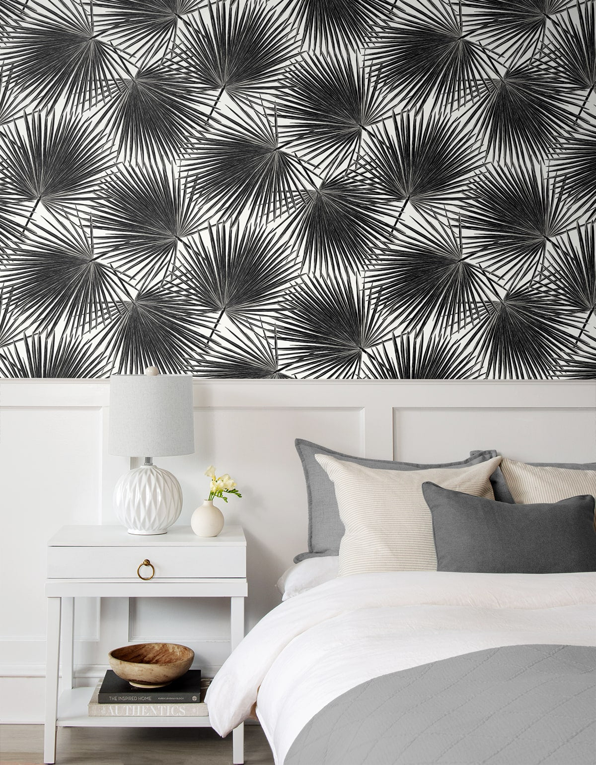 Haven Palm Prepasted wallpaper in inkwell color - pattern number EP11000 - by Seabrook in the Etten Prepasted Wallcovering collection