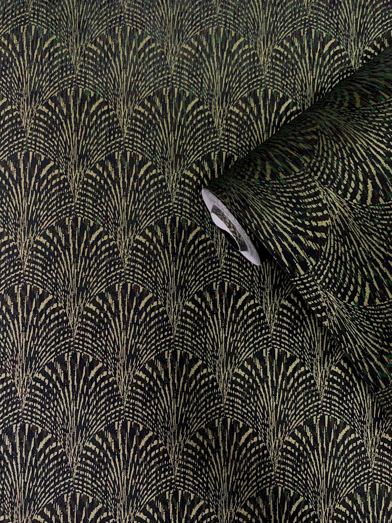 Fan wallpaper in green color - pattern number F-AF7006 - by Galerie in the Boutique collection