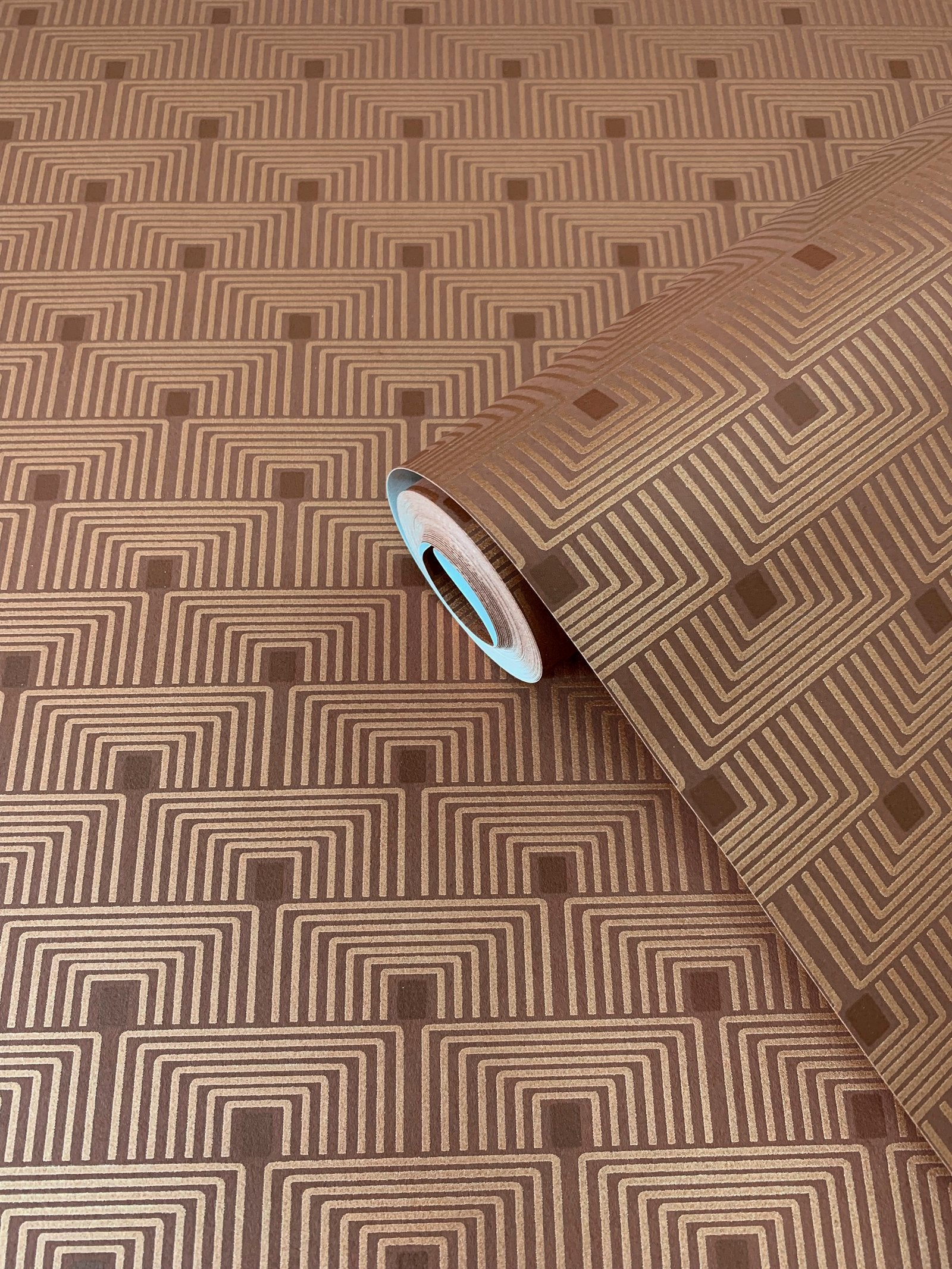 Geo Key wallpaper in orange color - pattern number F-PL3007 - by Galerie in the Boutique collection