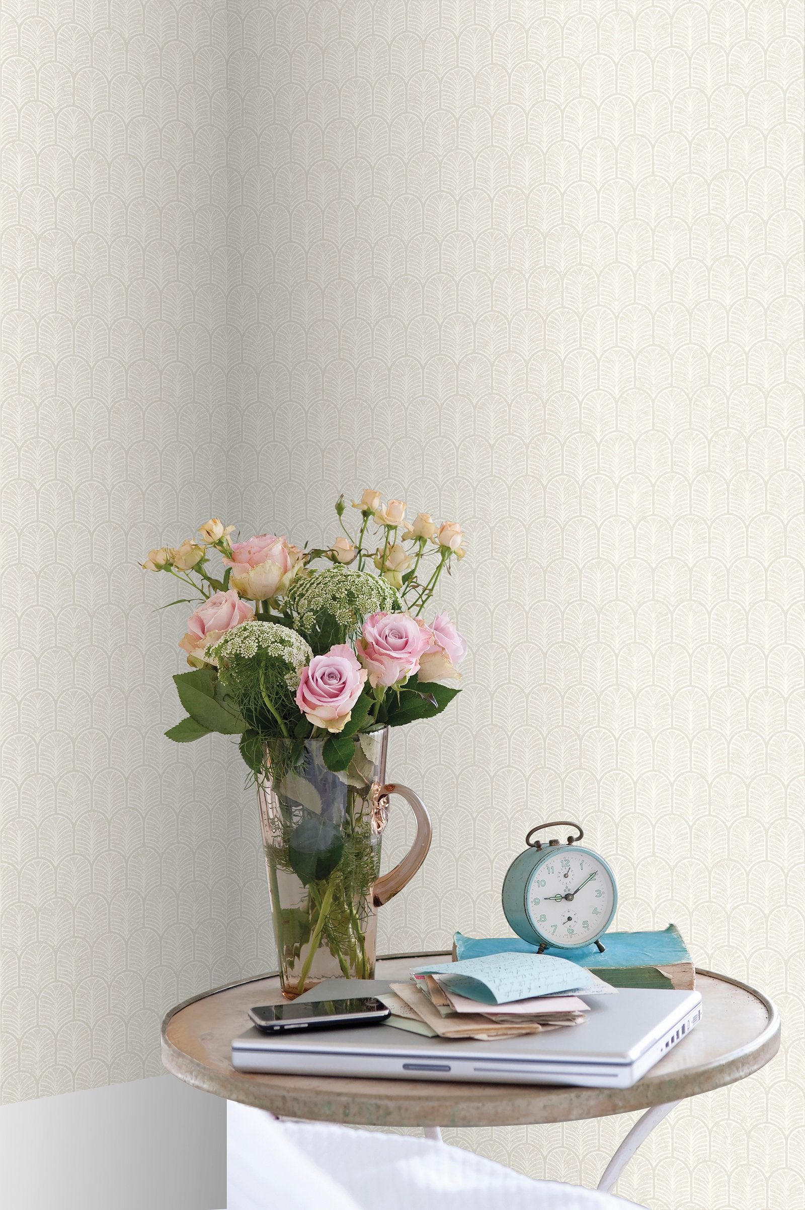 Geo Arch wallpaper in cream color - pattern number F-VL6001 - by Galerie in the Lustre collection