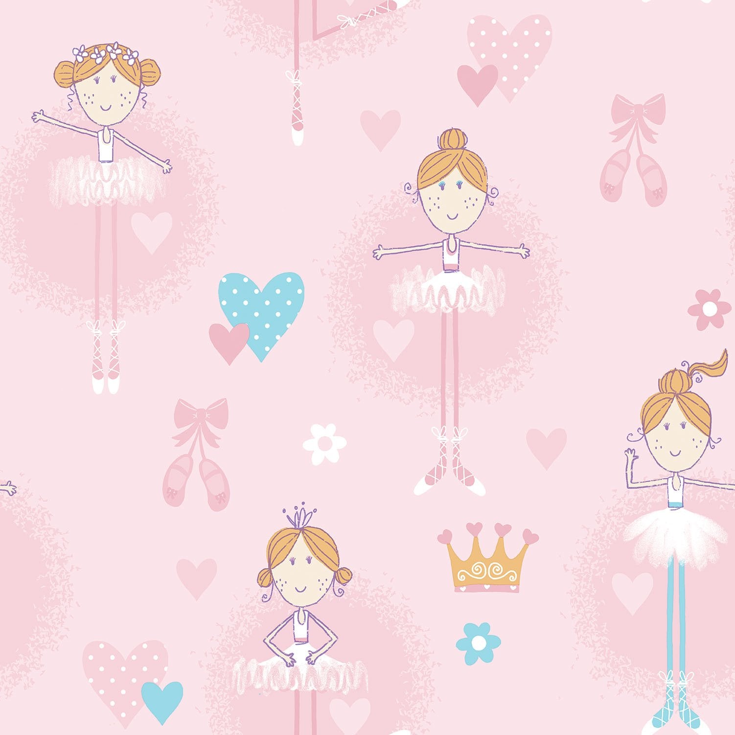 Ballerinas wallpaper in pink color - pattern number G56002 - by Galerie in the Just 4 Kids 2 collection