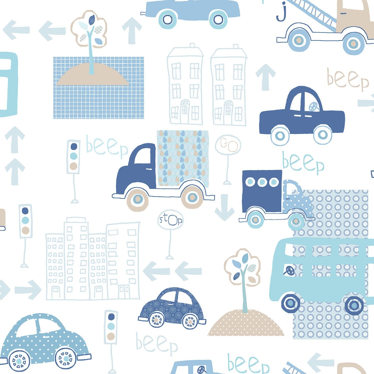 Traffic wallpaper in blue color - pattern number G56009 - by Galerie in the Just 4 Kids 2 collection
