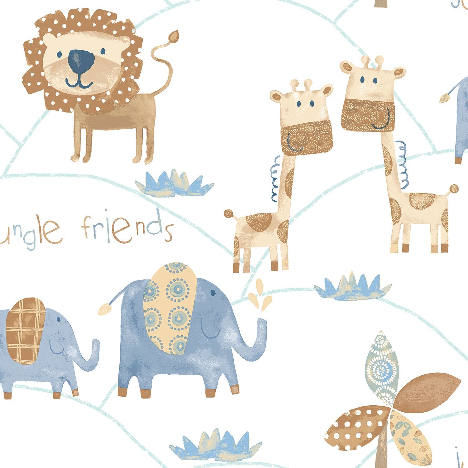 Jungle Friends wallpaper in blue color - pattern number G56022 - by Galerie in the Just 4 Kids 2 collection