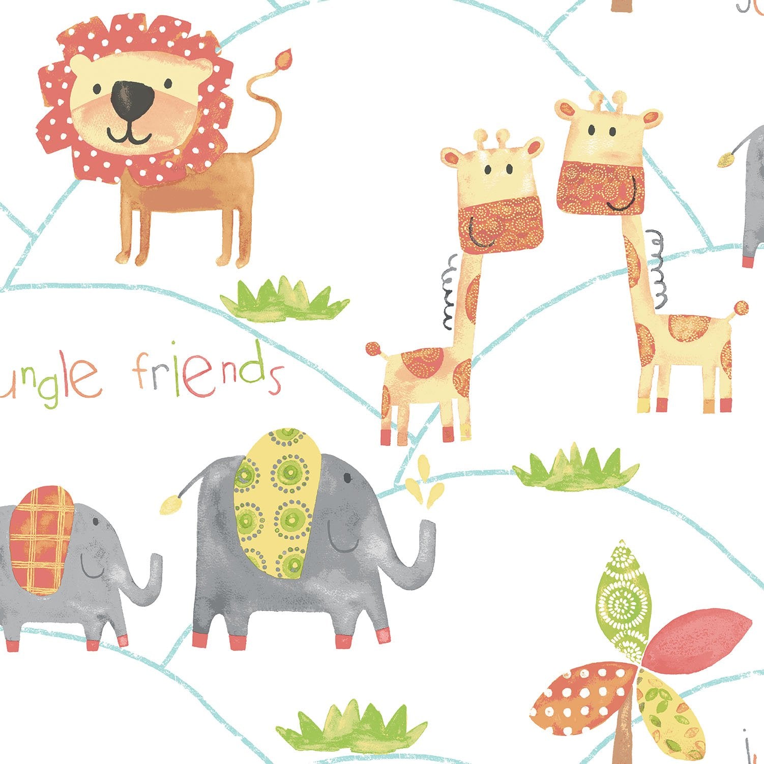 Jungle Friends wallpaper in orange color - pattern number G56023 - by Galerie in the Just 4 Kids 2 collection