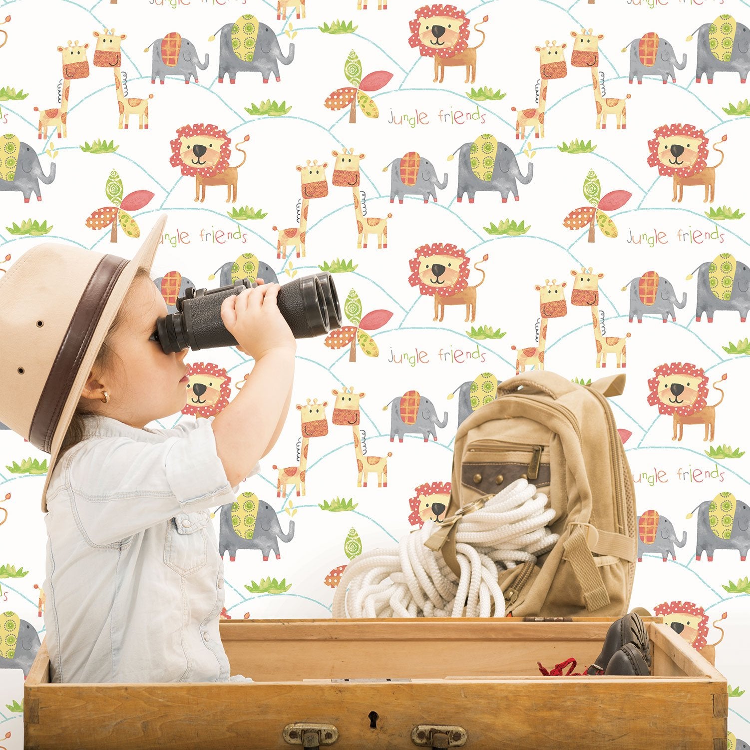 Jungle Friends wallpaper in orange color - pattern number G56023 - by Galerie in the Just 4 Kids 2 collection