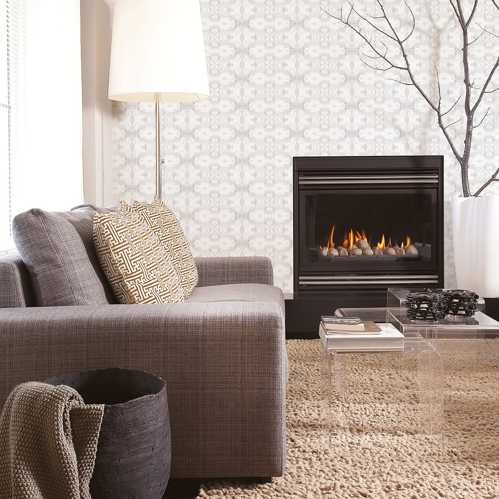 Geometric wallpaper in green color - pattern number G56290 - by Galerie in the Nordic Elements collection
