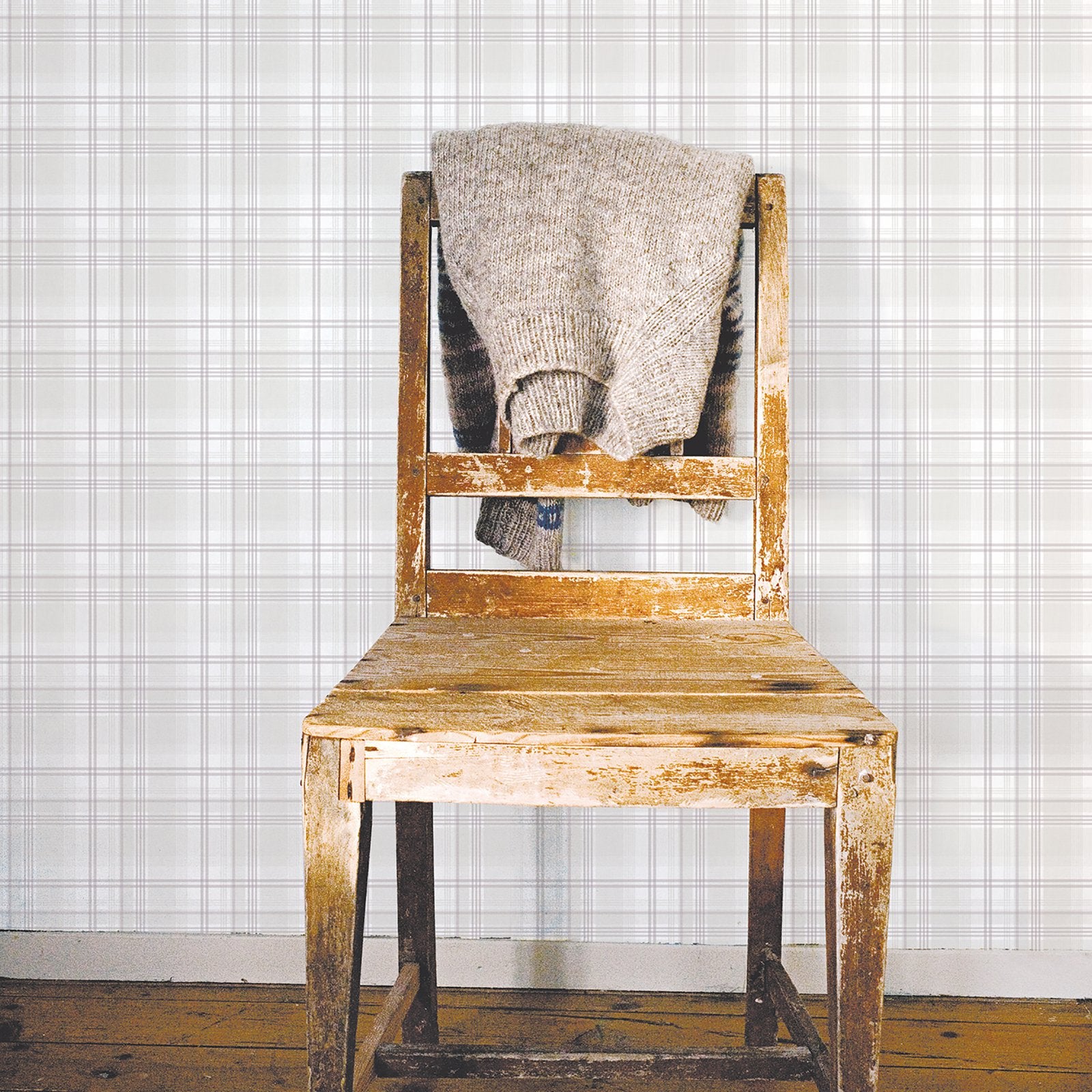 Check Plaid wallpaper in cream color - pattern number G56305 - by Galerie in the Nordic Elements collection