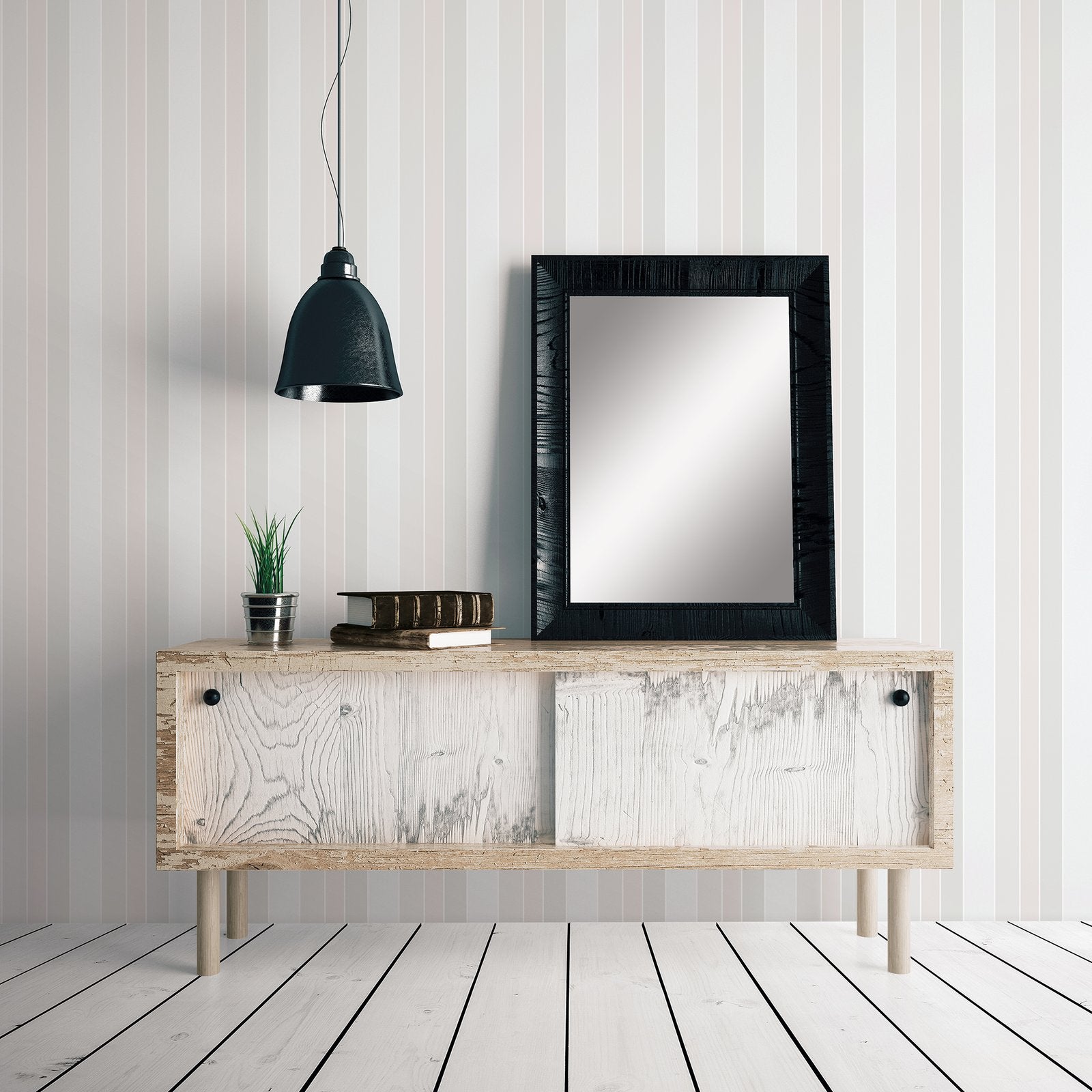 Stripe wallpaper in silver grey color - pattern number G56322 - by Galerie in the Nordic Elements collection