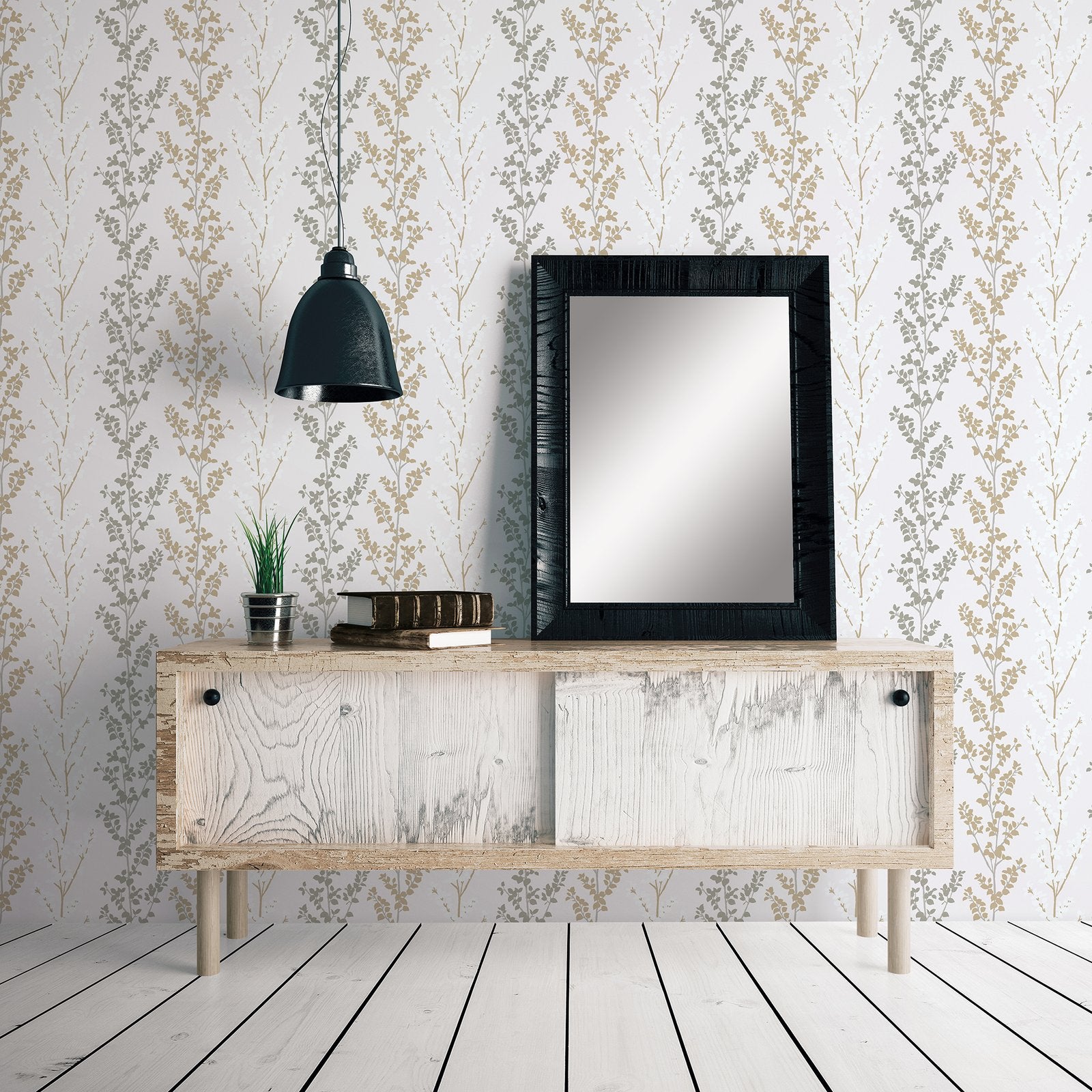 Floral wallpaper in silver grey color - pattern number G56330 - by Galerie in the Nordic Elements collection