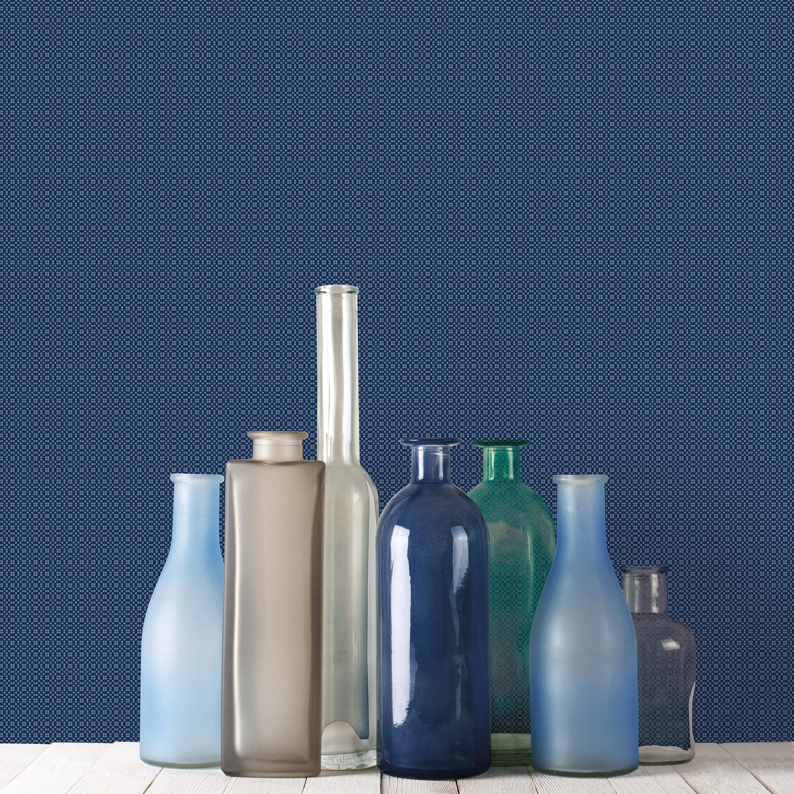 Geometric wallpaper in blue color - pattern number G56364 - by Galerie in the Nordic Elements collection