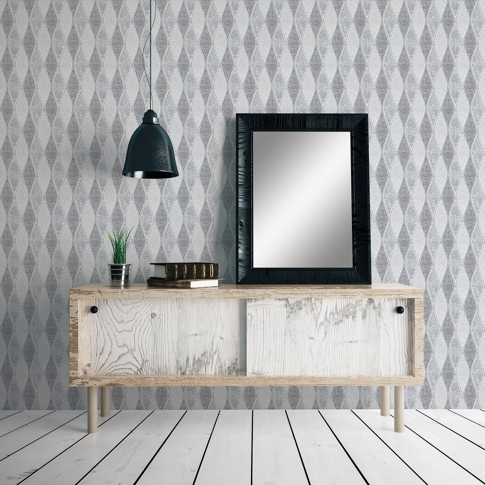 Tree Leaf wallpaper in silver grey color - pattern number G56368 - by Galerie in the Nordic Elements collection