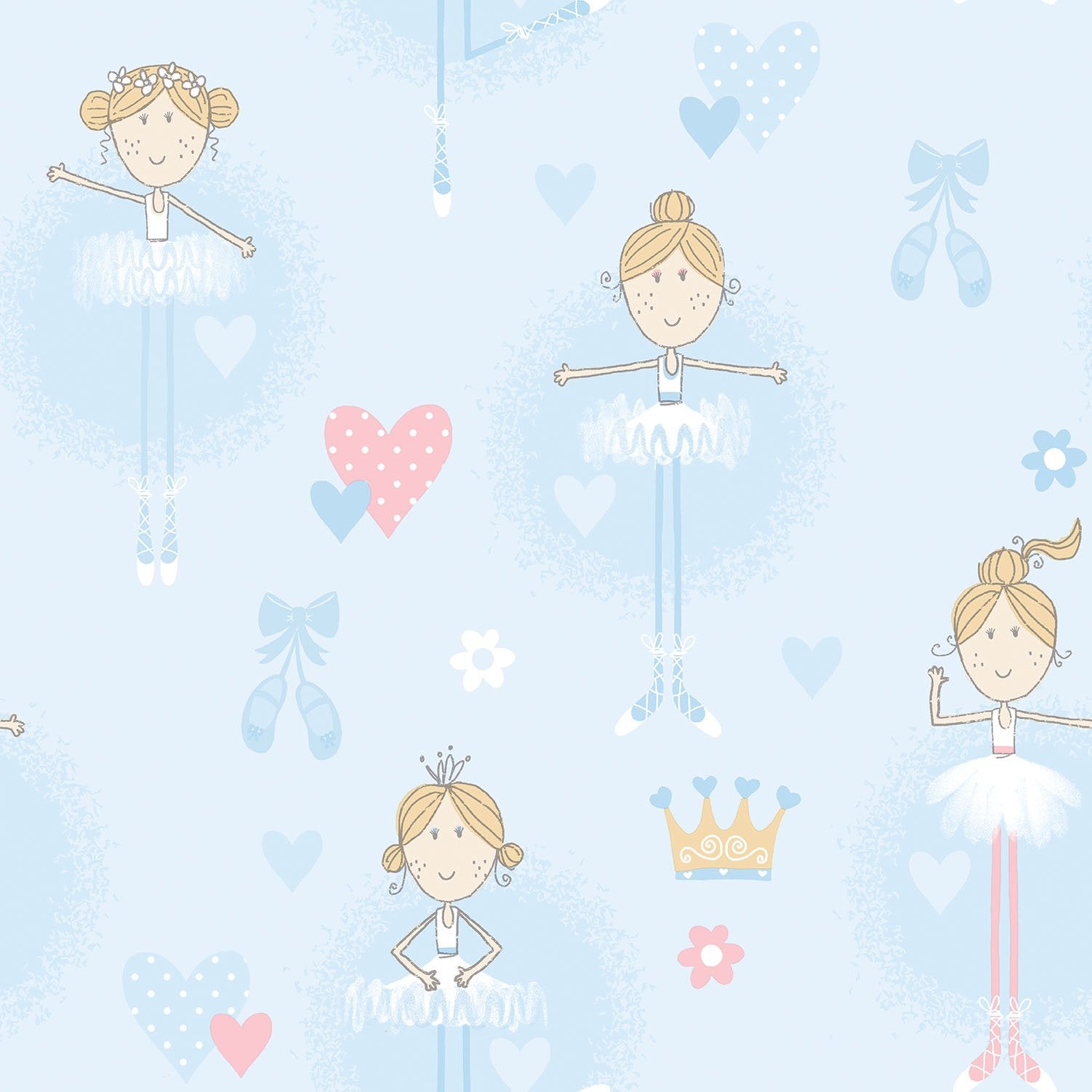 Ballerinas wallpaper in blue color - pattern number G56506 - by Galerie in the Just 4 Kids 2 collection