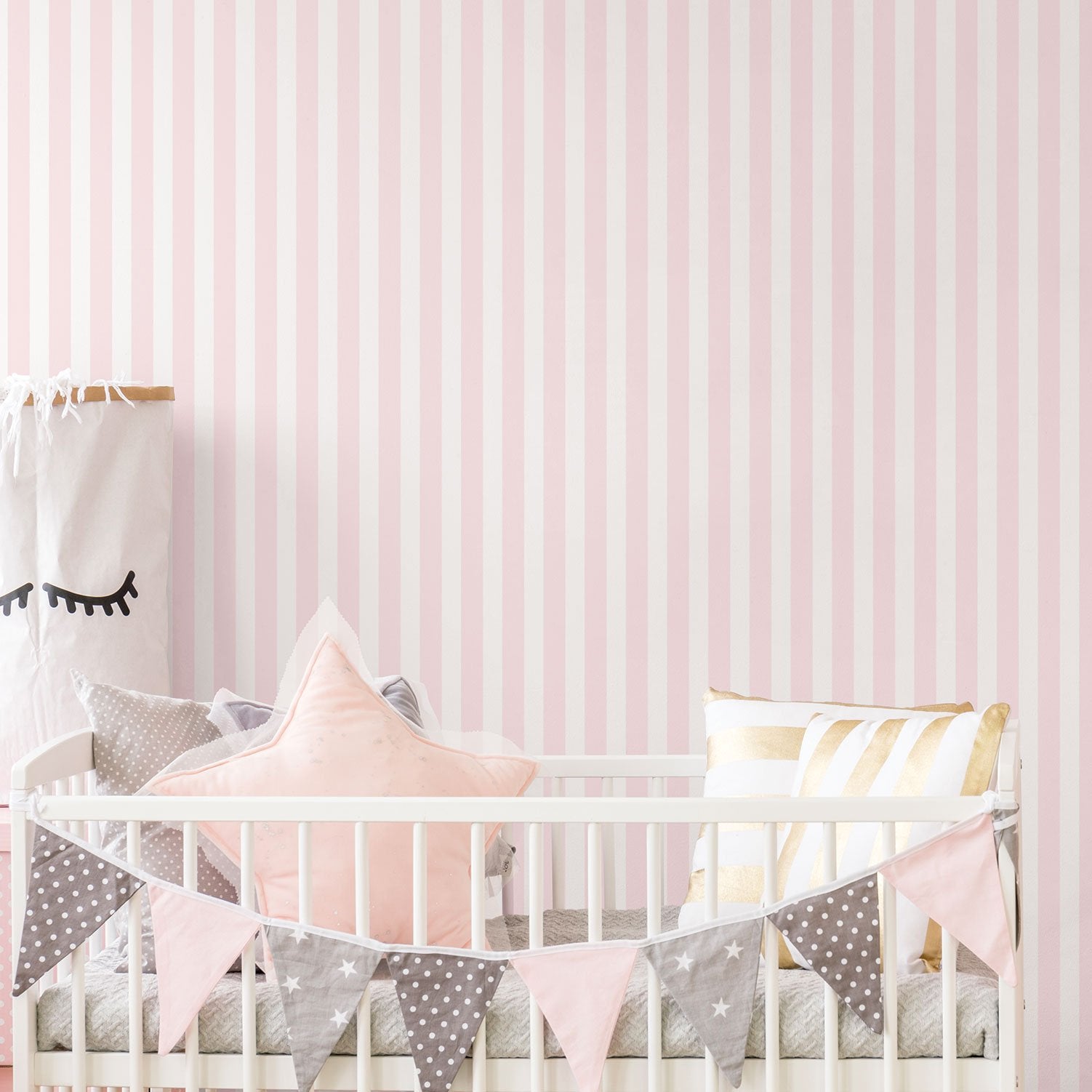 Regency Stripe wallpaper in pink color - pattern number G56518 - by Galerie in the Just 4 Kids 2 collection