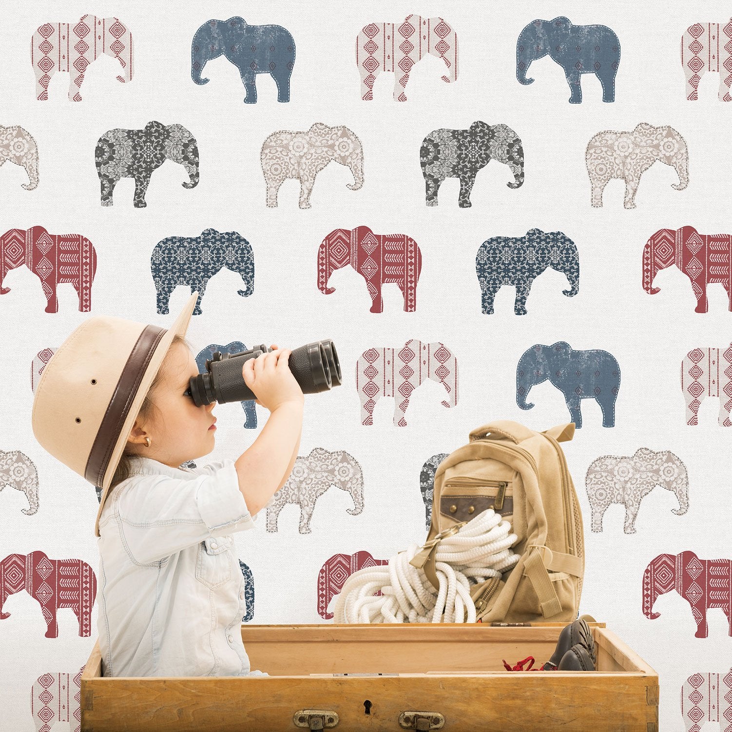Elephant Motif wallpaper in multi-coloured color - pattern number G56526 - by Galerie in the Just 4 Kids 2 collection