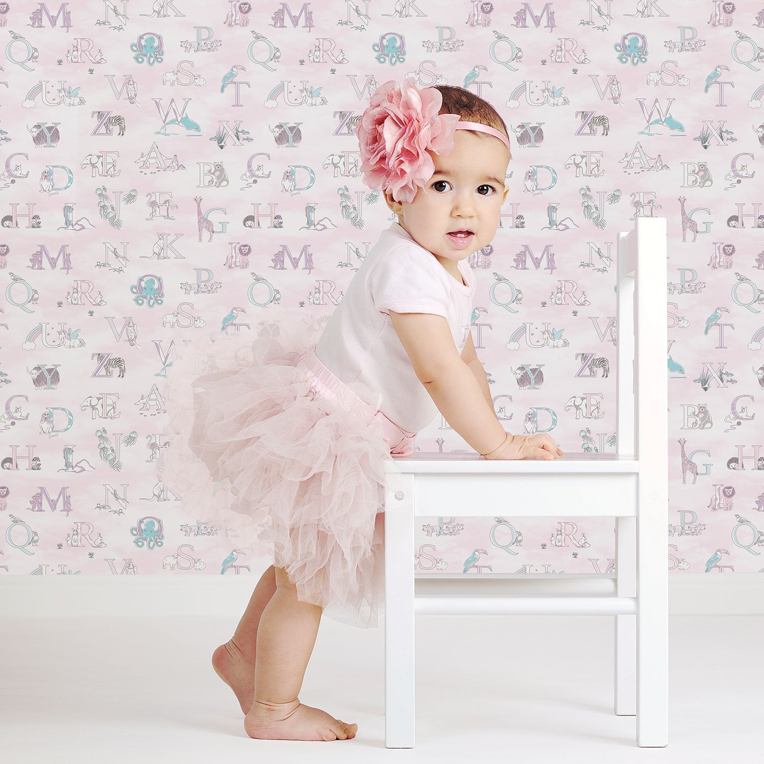 Alphabet wallpaper in pink color - pattern number G56538 - by Galerie in the Just 4 Kids 2 collection