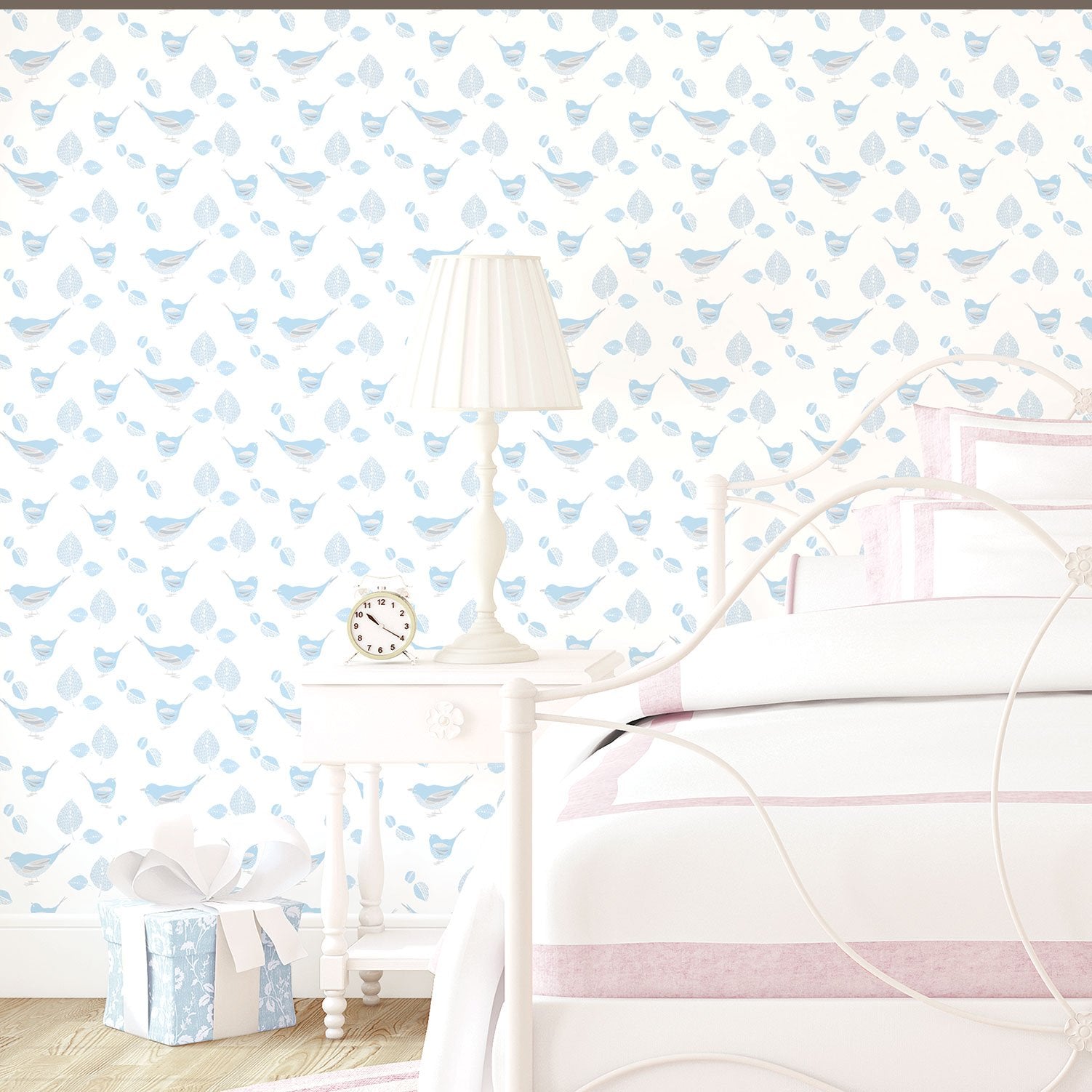 Pretty Birds wallpaper in blue color - pattern number G56541 - by Galerie in the Just 4 Kids 2 collection