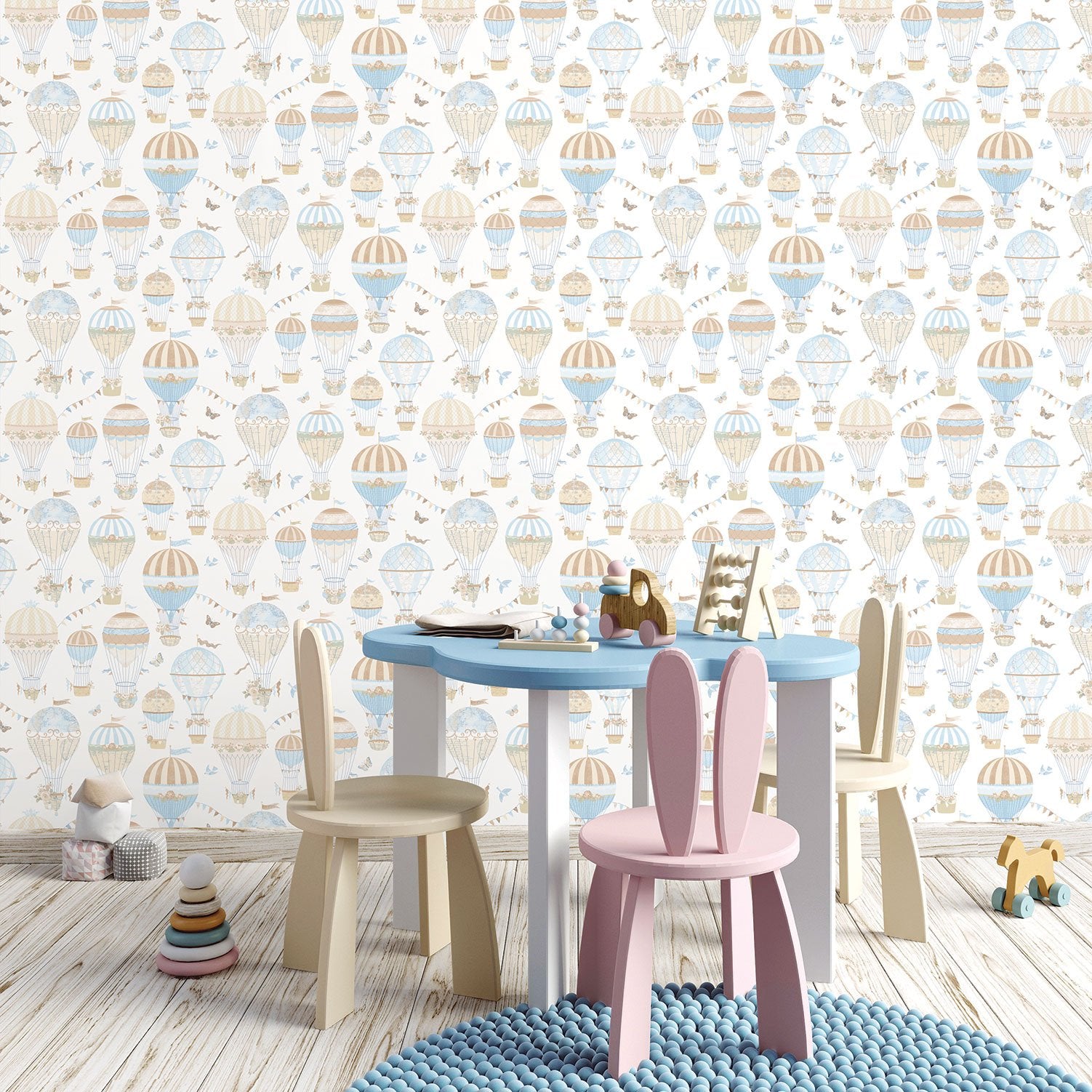 Balloon Journey wallpaper in blue color - pattern number G56544 - by Galerie in the Just 4 Kids 2 collection