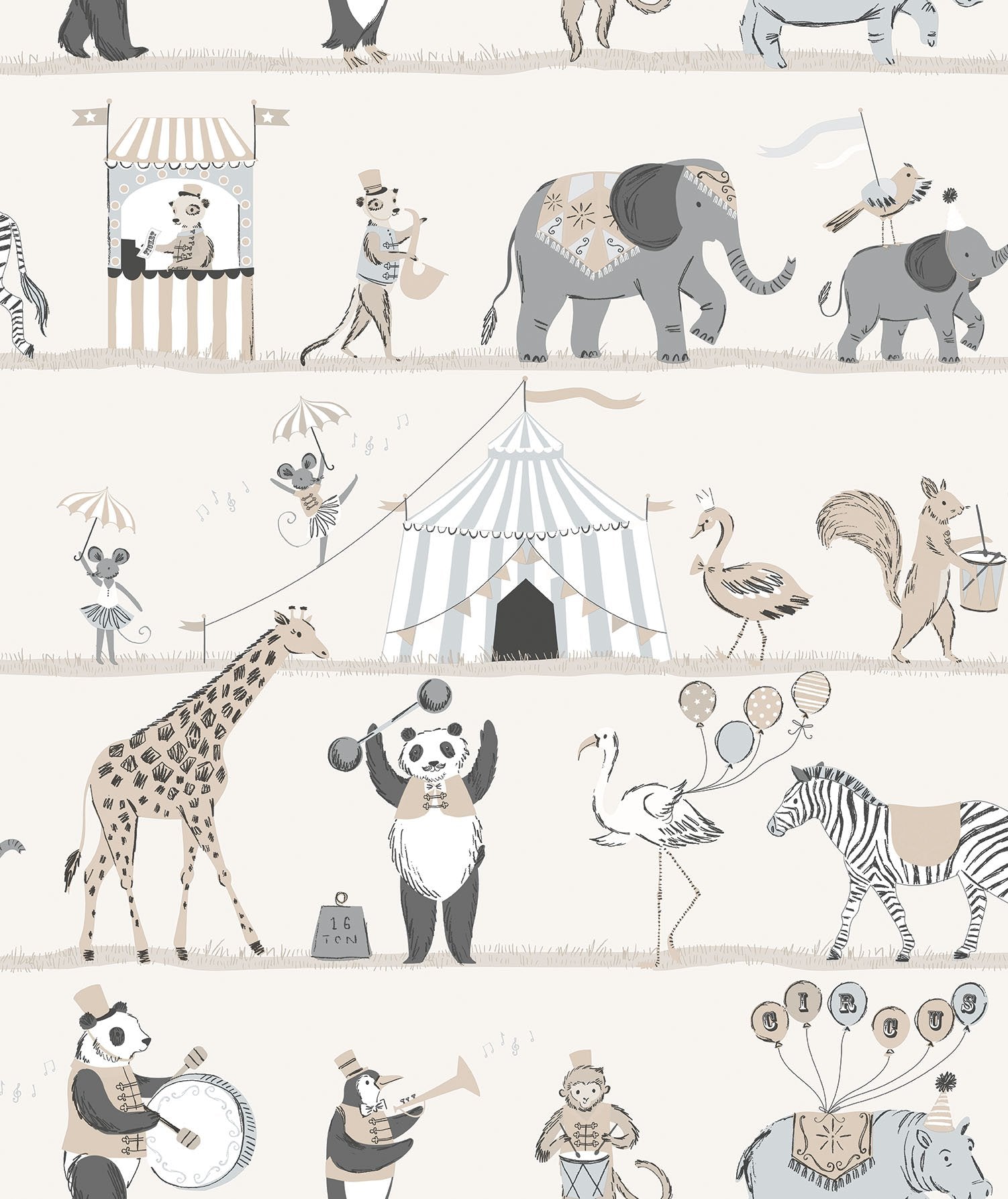 Circus Parade wallpaper in beige color - pattern number G56547 - by Galerie in the Just 4 Kids 2 collection