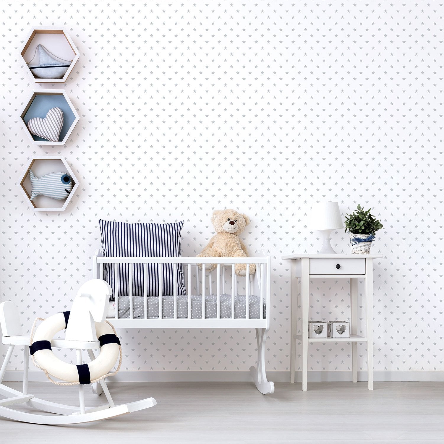 Small Stars wallpaper in silver grey color - pattern number G56548 - by Galerie in the Just 4 Kids 2 collection