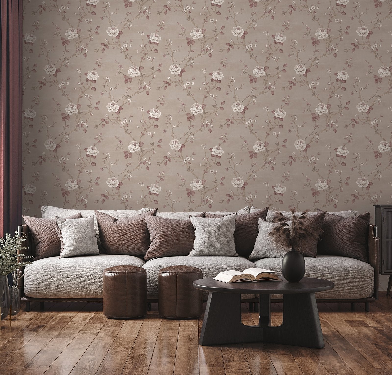 Luisella Floral wallpaper in pink color - pattern number G67605 - by Galerie in the Palazzo 2 collection