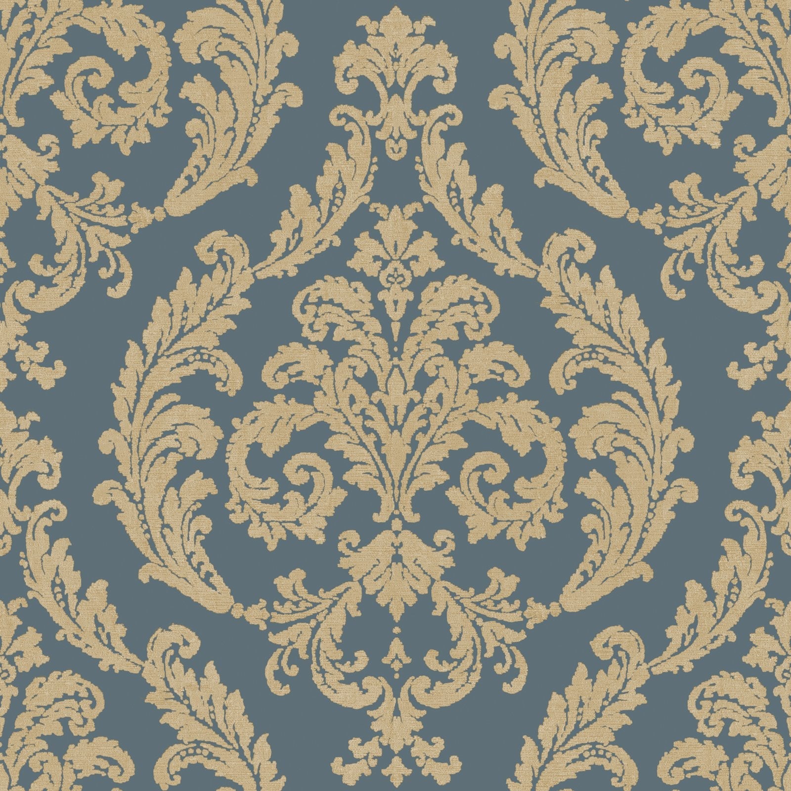 Silk Damask wallpaper in blue color - pattern number G67610 - by Galerie in the Palazzo 2 collection
