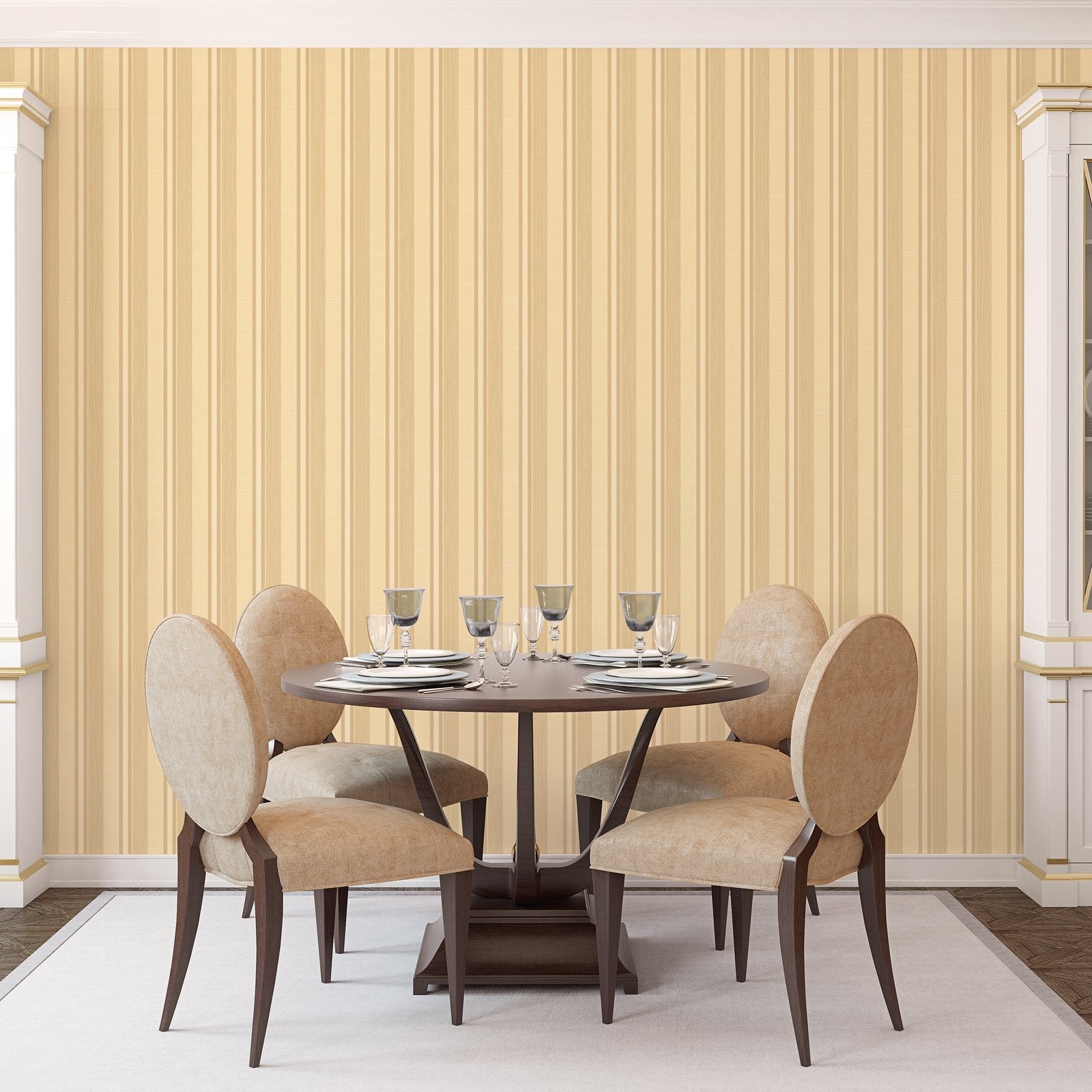 Stripe wallpaper in gold color - pattern number G67625 - by Galerie in the Palazzo 2 collection