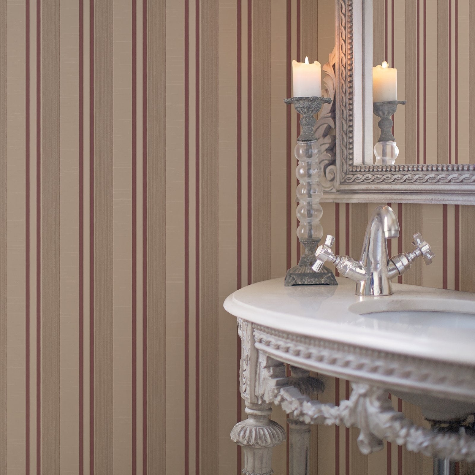 Silk Stripe wallpaper in beige color - pattern number G67626 - by Galerie in the Palazzo 2 collection