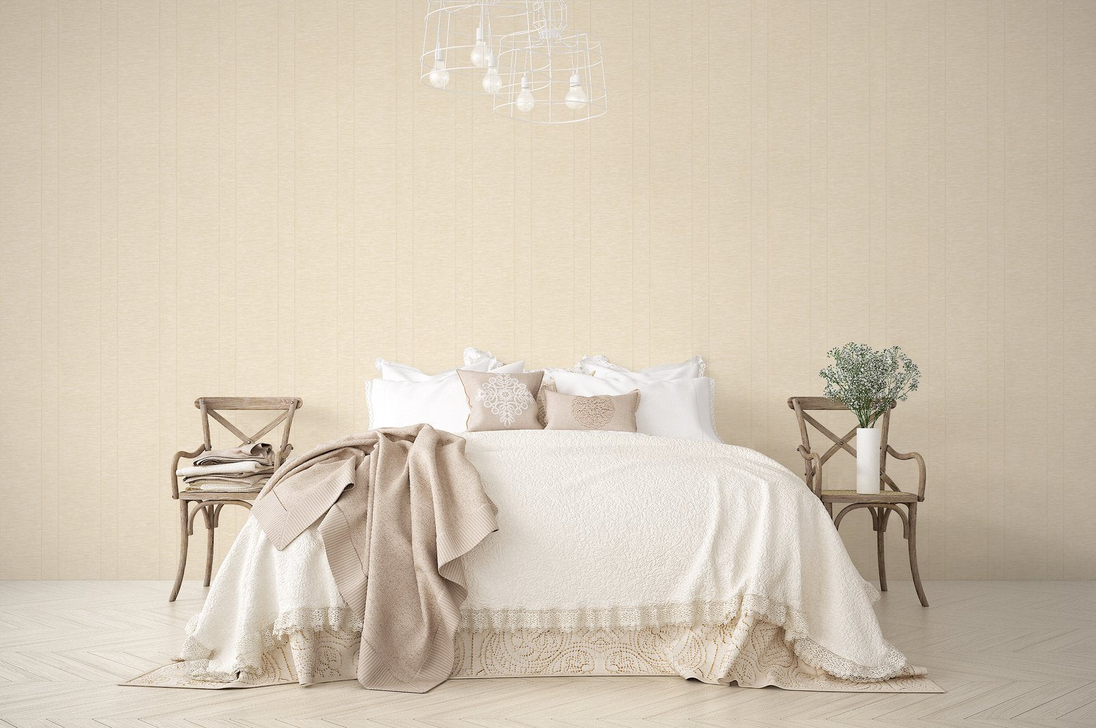 Stripe wallpaper in cream color - pattern number G67637 - by Galerie in the Palazzo 2 collection